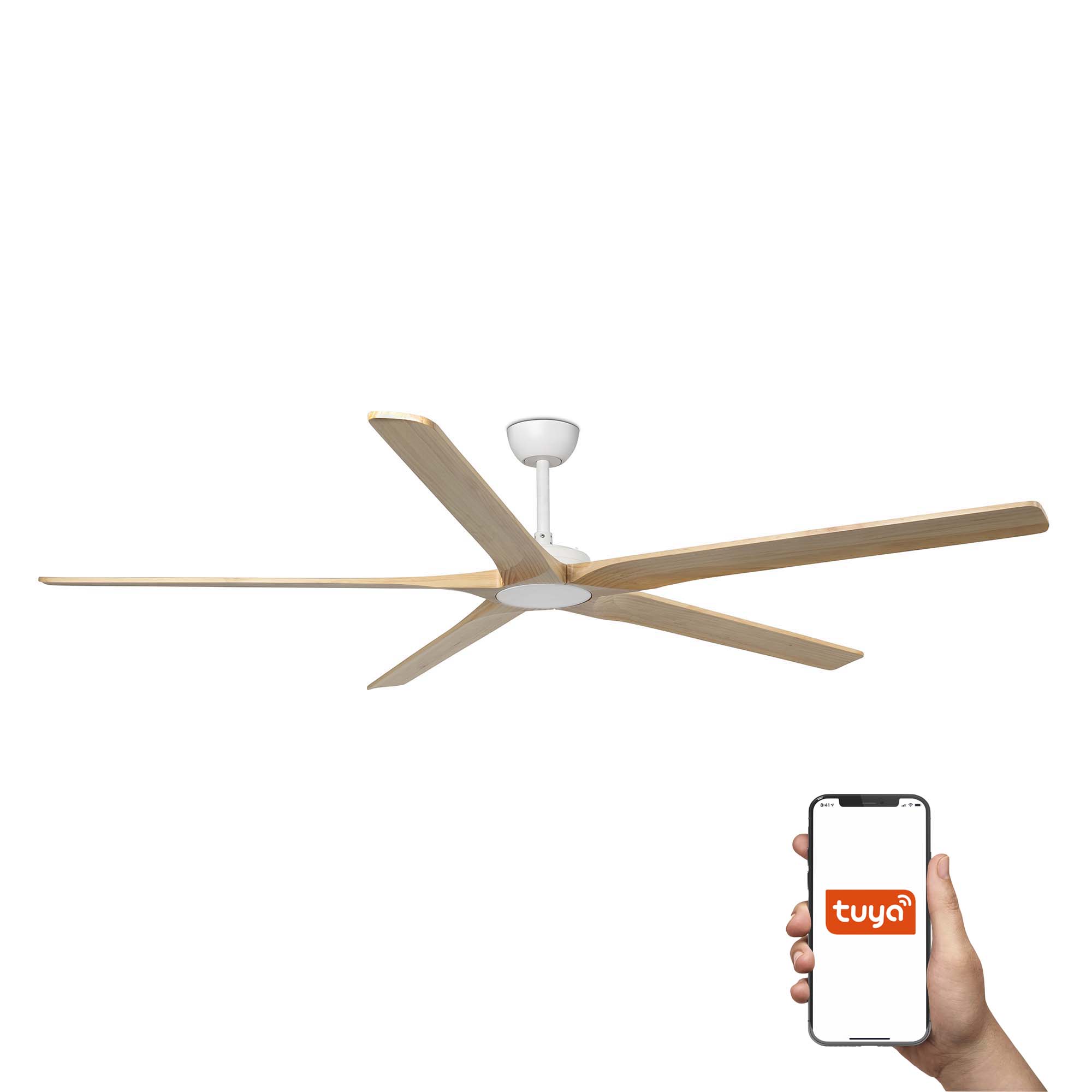 Faro Bigwood 20 XL SMART - ventilateur de plafond - Ø - blanc mat et pin