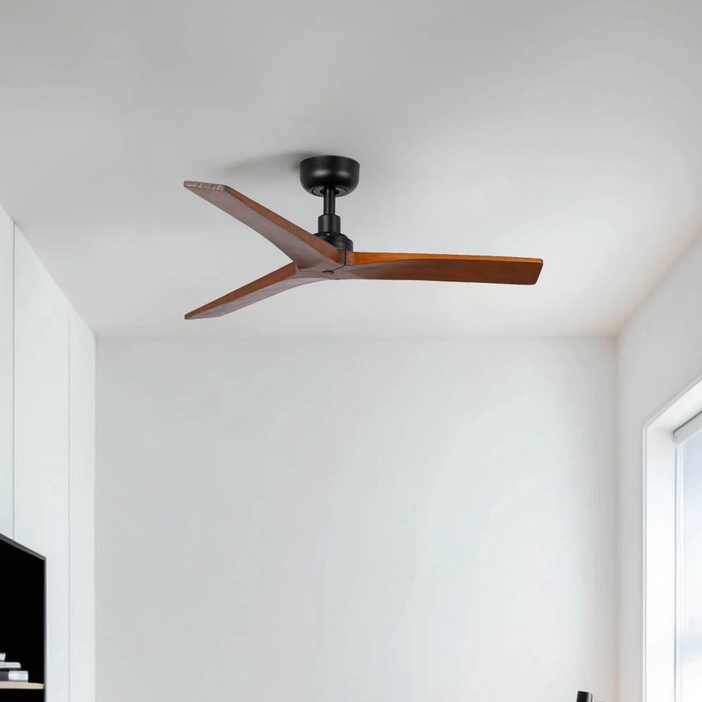 Faro Klim S - ventilateur de plafond - Ø 92,5 cm - noir mat et noyer foncé