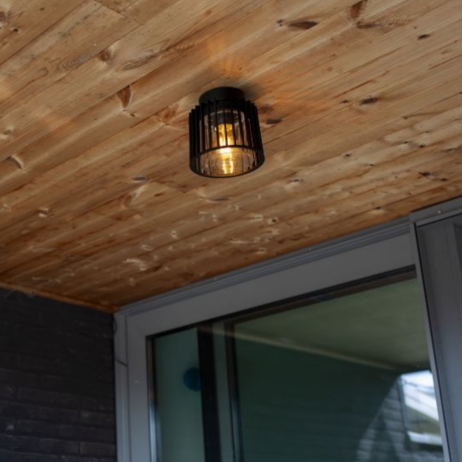 Lutec Shyne - plafond extérieur - Ø 16,1 x 16,1cm - IP54 - noir mat