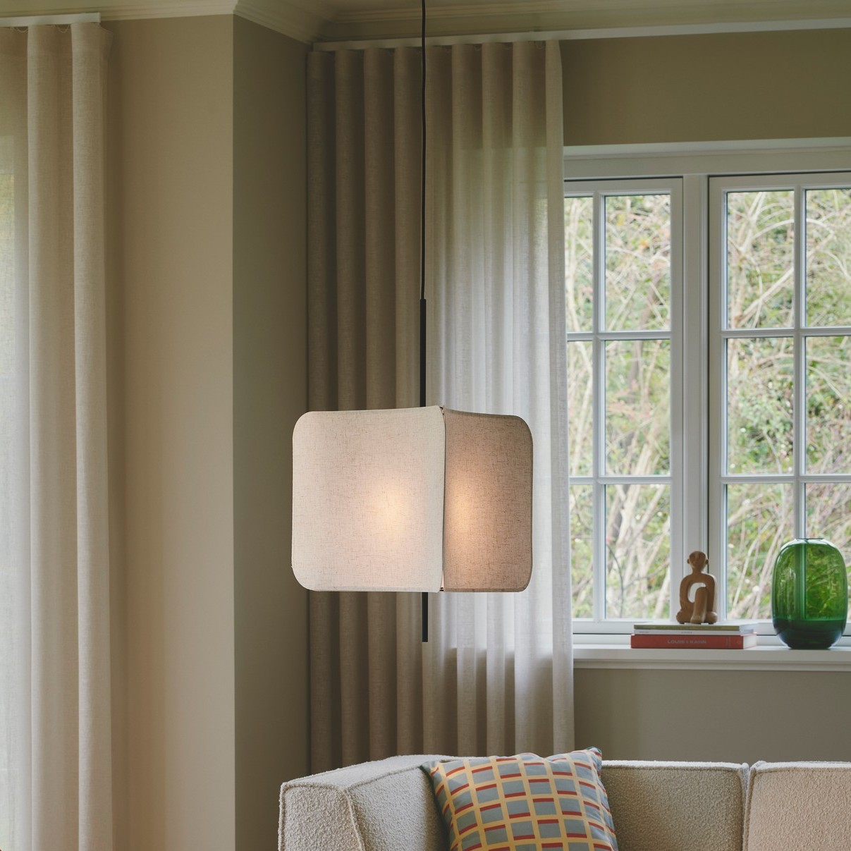 Nordlux Tinto - lampe suspendue - x 277,5 cm - noir et lin