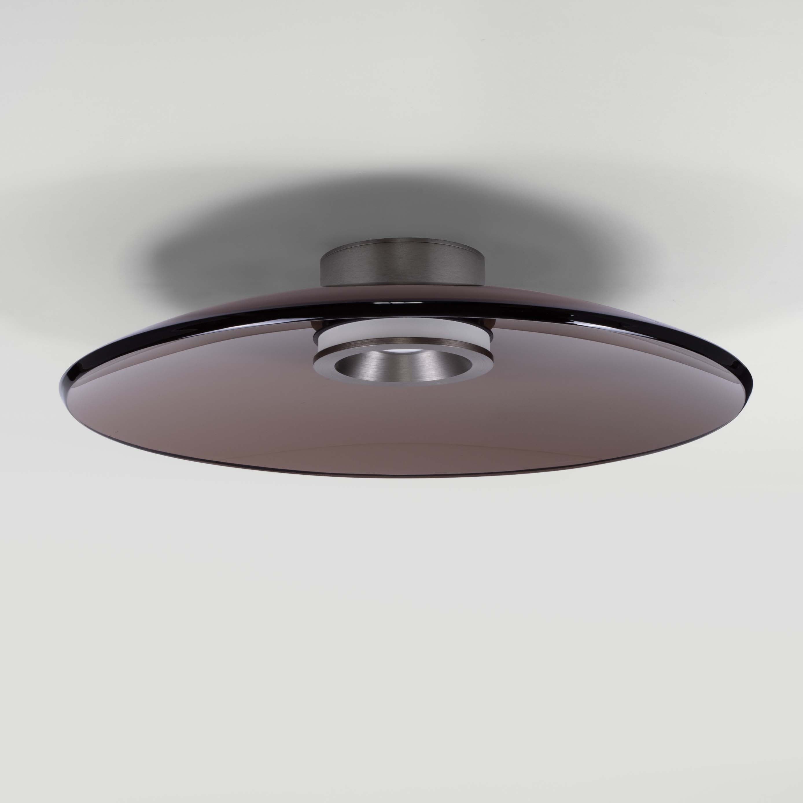 Nova Luce Esti - plafonnier - Ø ,6 cm - 33W dimmable LED inclus - nickel brossé et verre brun foncé