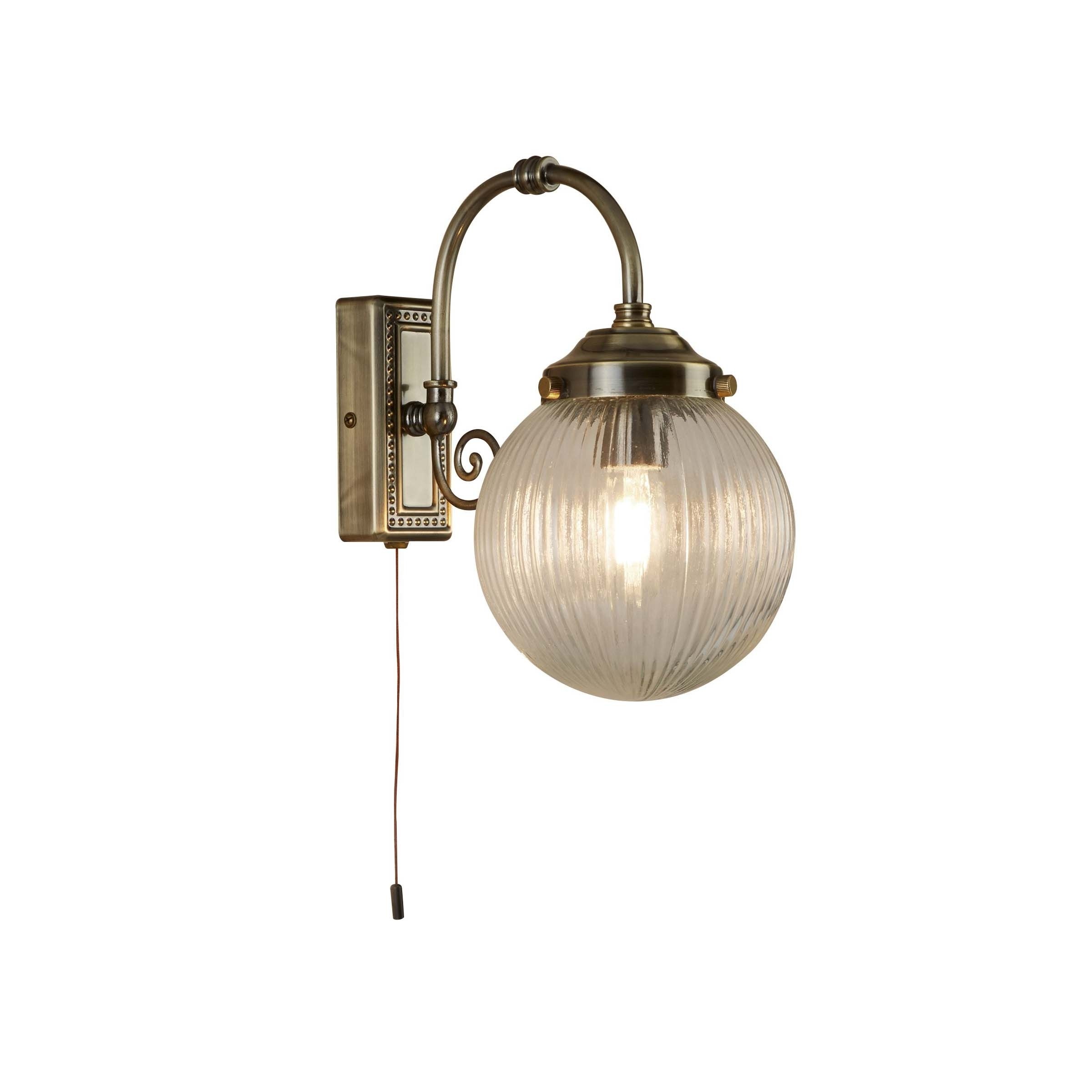 Searchlight Belvue - applique murale avec interrupteur à tirette - cm - IP44 - laiton antique