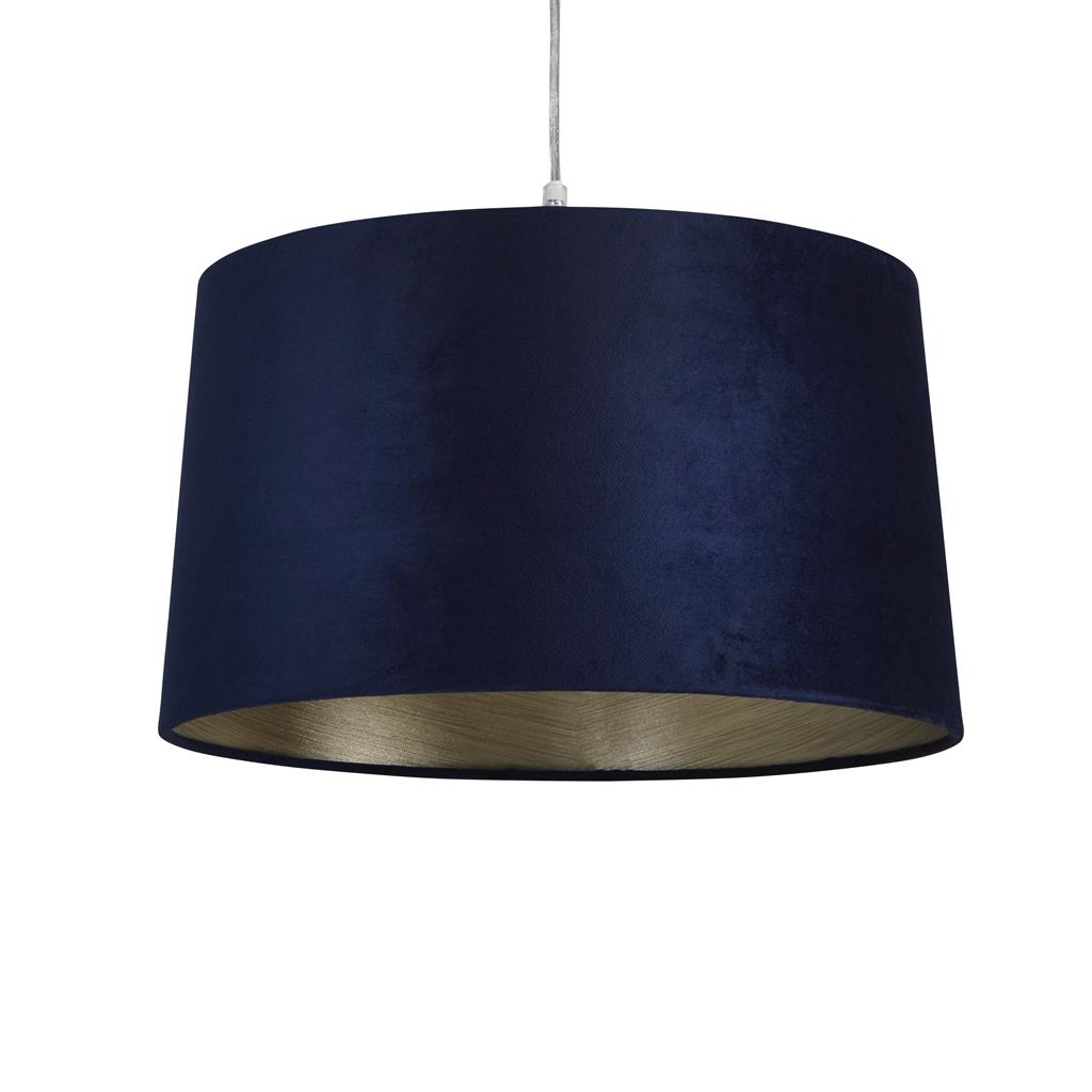 Abat-jour cylindrique Searchlight - Ø cm - bleu marine avec or