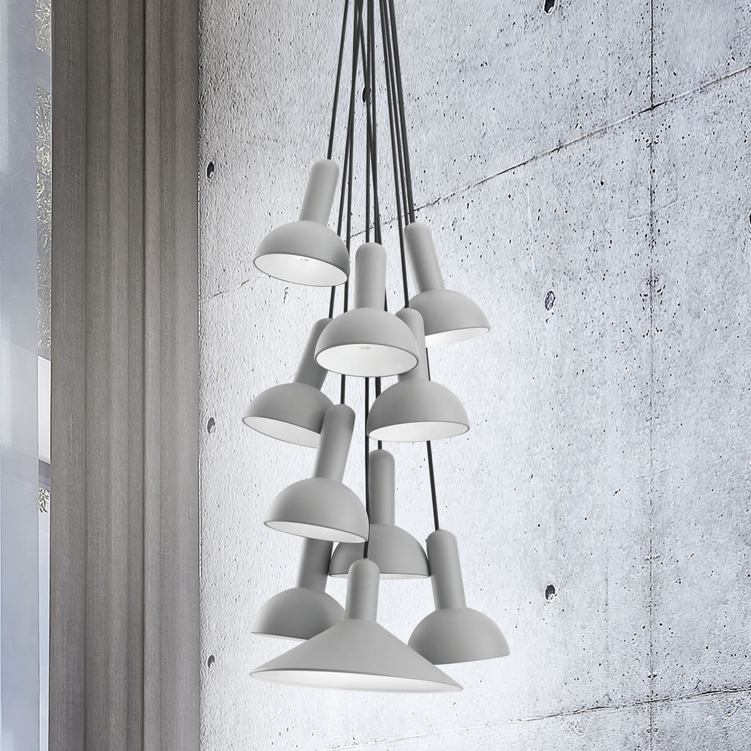 Nova Luce Ferrara - lampe suspendue - Ø cm - gris clair