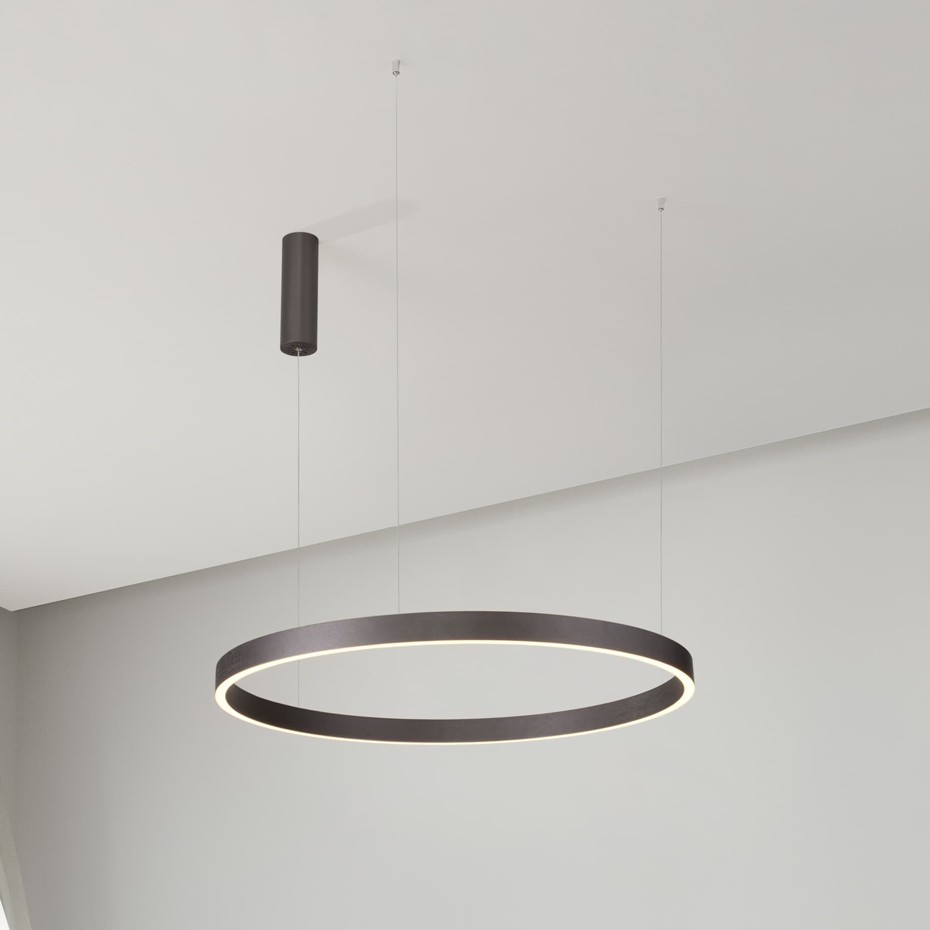 Nova Luce Elowen - lampe suspendue - Ø cm - 77W LED dimmable inclus - brun café brossé