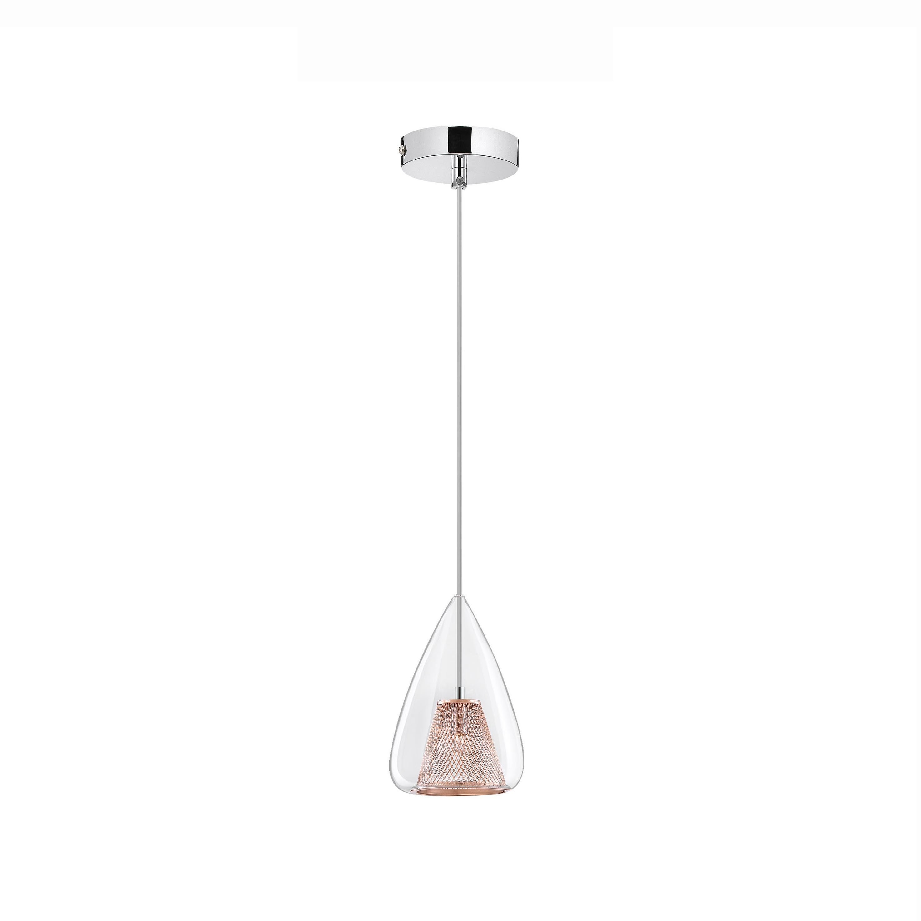 Nova Luce Hugo - lampe suspendue - Ø 16,5 x - or rose et chrome