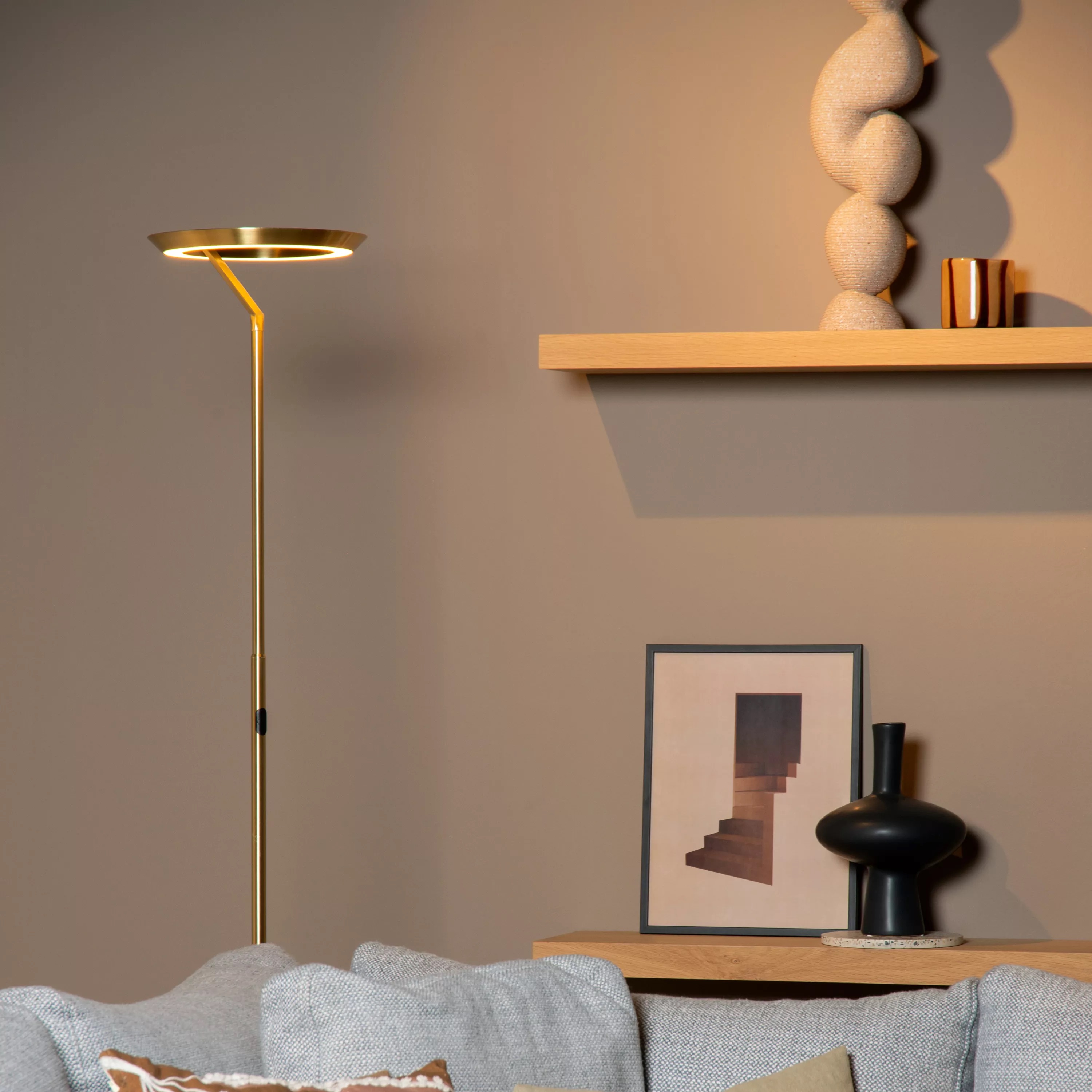 Lucide Celeste - lampadaire - Ø cm - 21W dimmable LED inclus - laiton