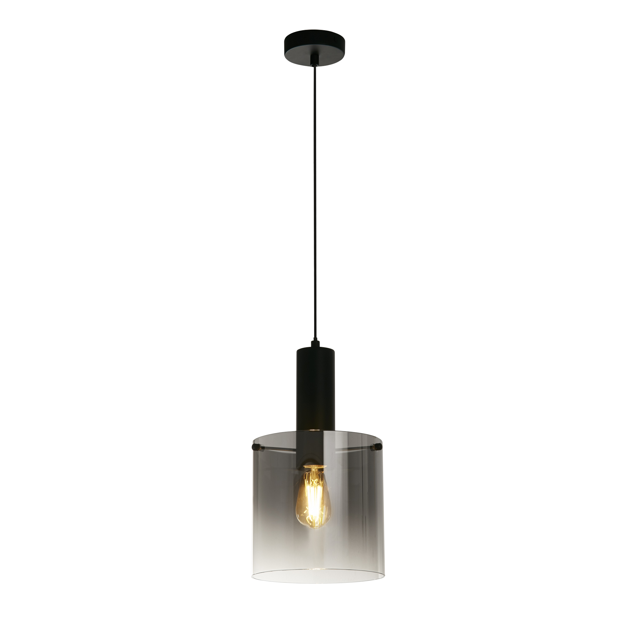 Searchlight Sweden - lampe suspendue - cm - noir mat et verre fumé