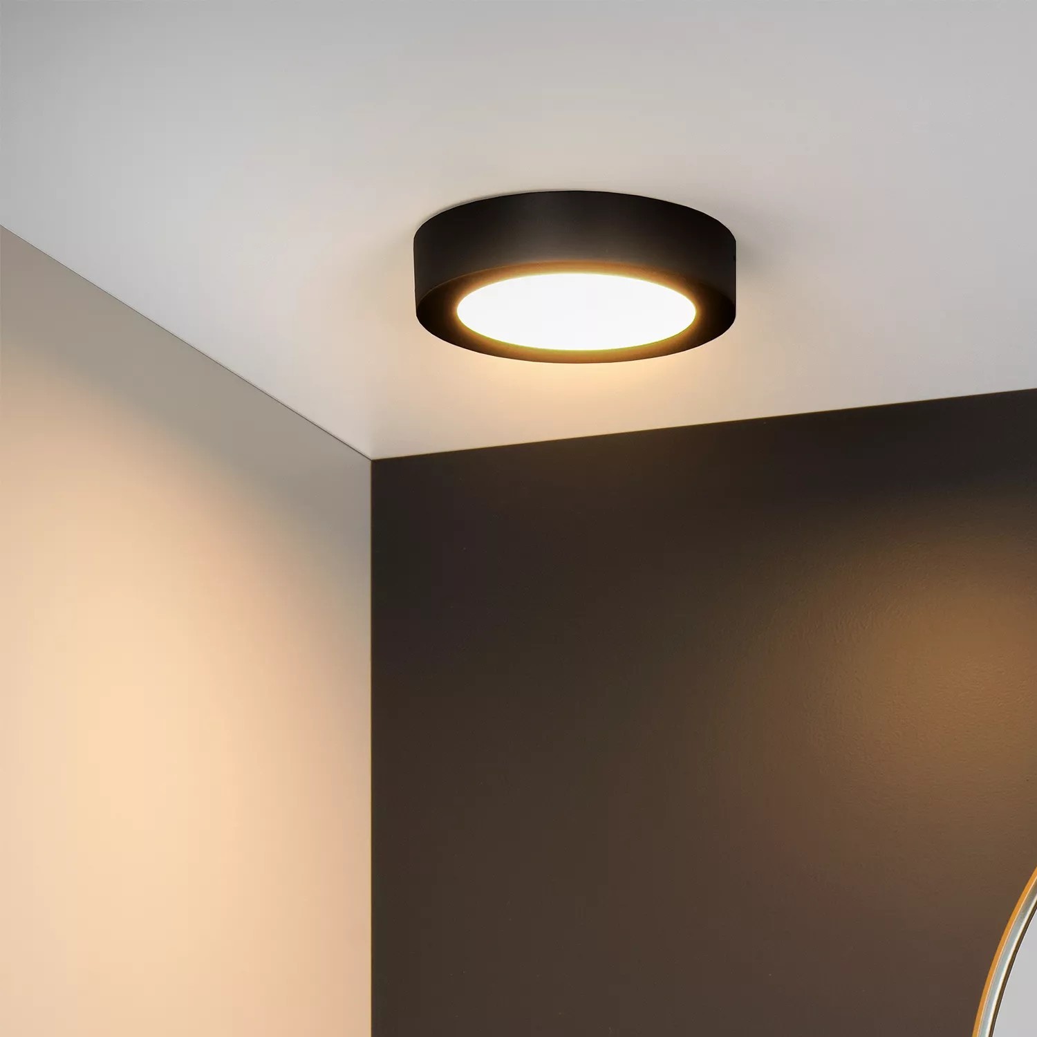 Lucide Brice-Led - plafonnier - Ø ,9 cm - 11W LED dimmable inclus - IP44 - noir