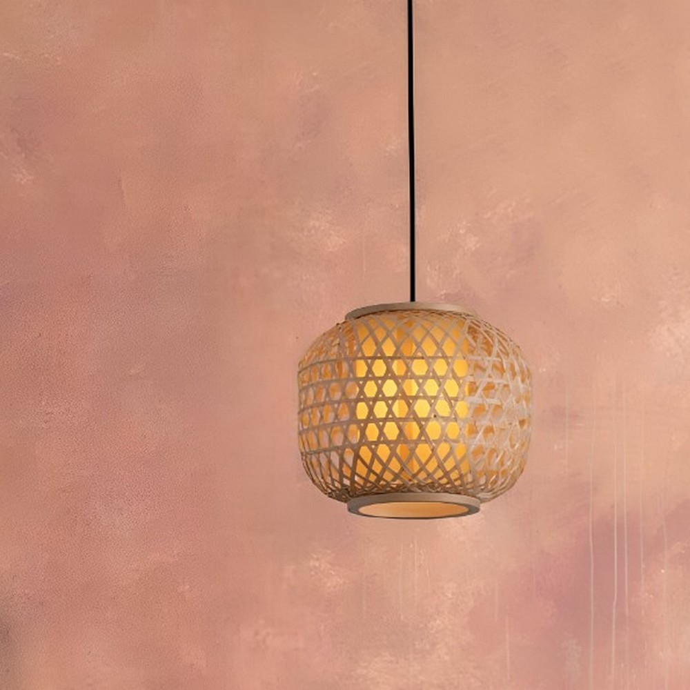 Nova Luce Asma - lampe suspendue - Ø cm - rotin et noir sablé — vue 3
