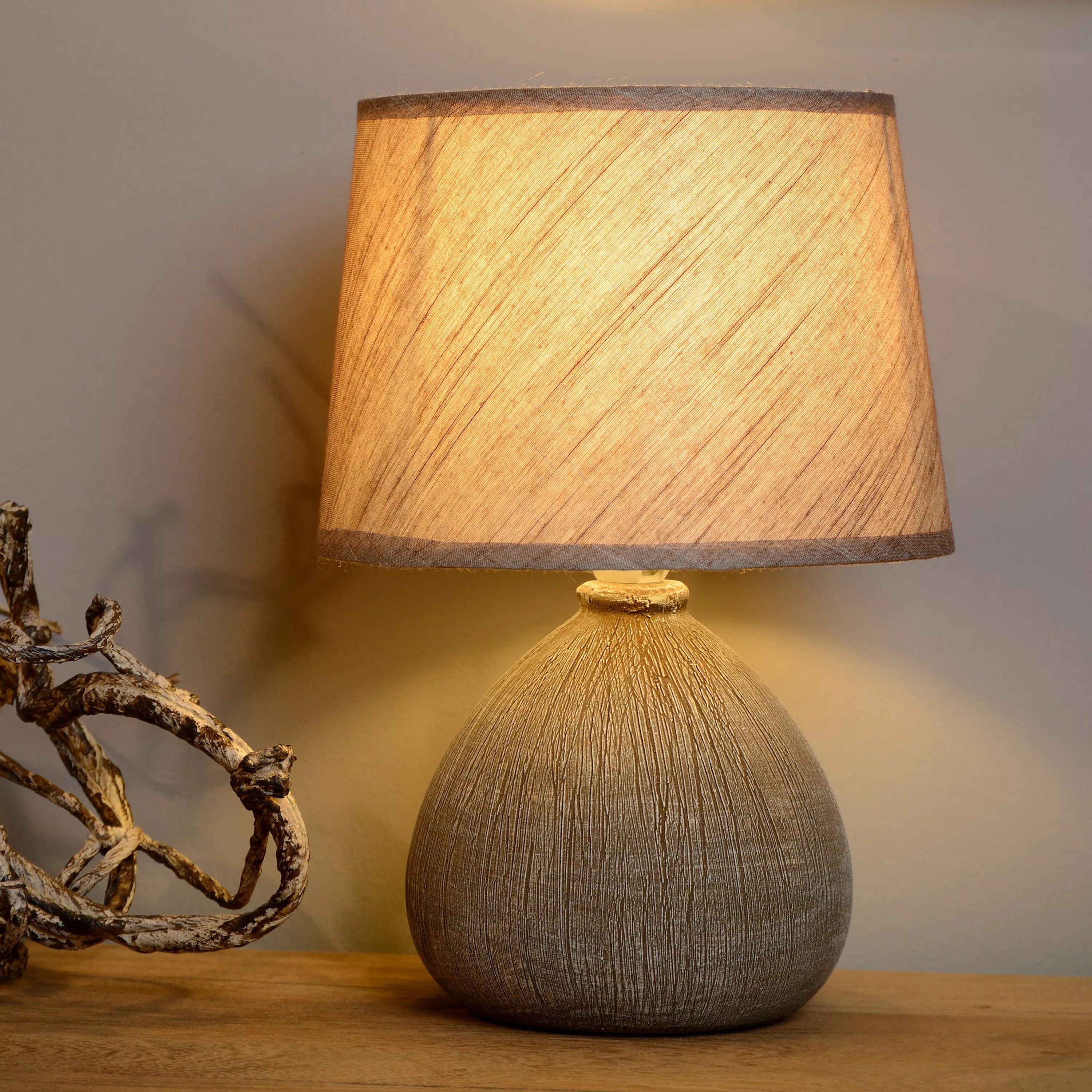 Lucide Ramzi - lampe à poser - Ø cm - brun