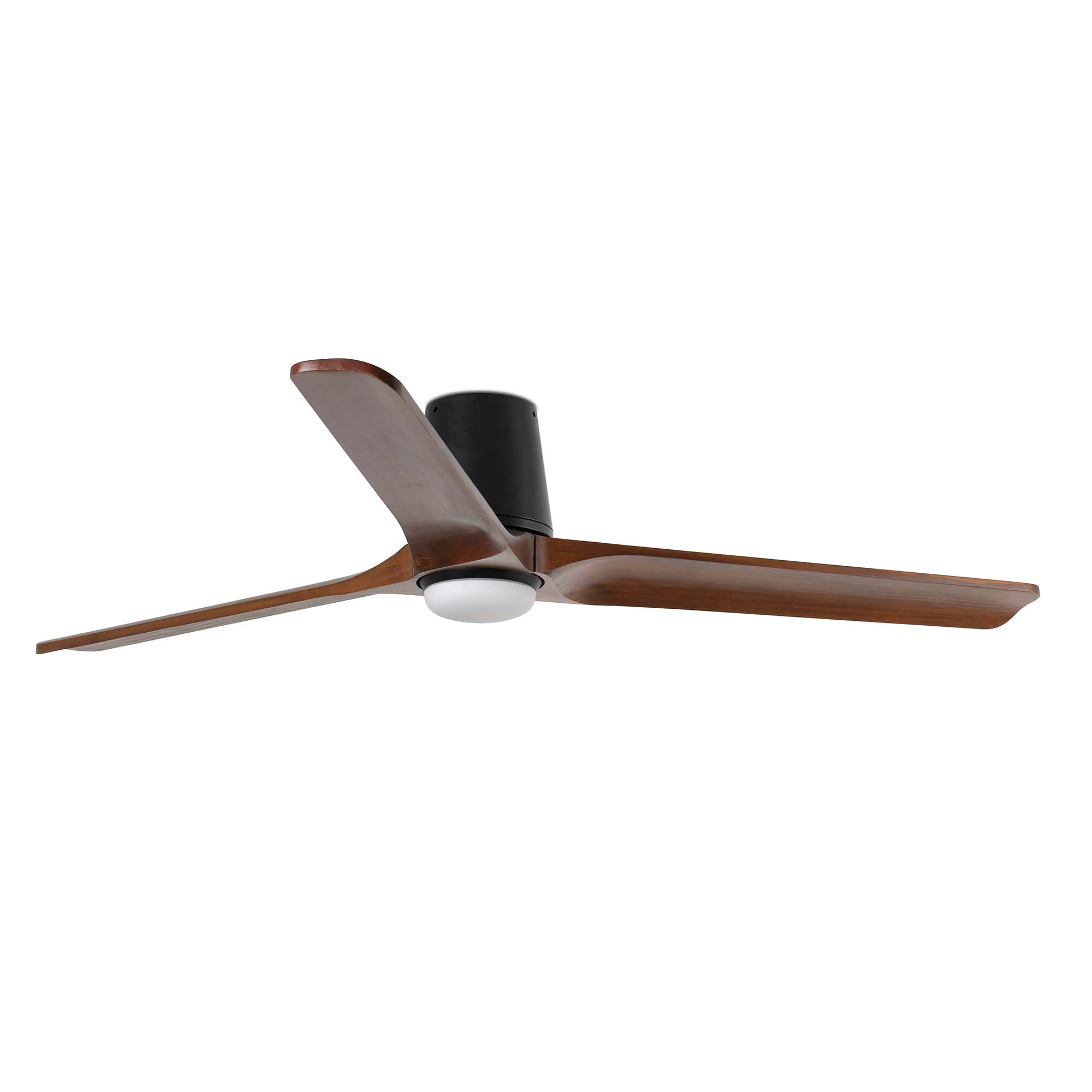 Faro Heywood Tub L - ventilateur de plafond avec lumière et télécommande - Ø ,2 cm - noir mat et noyer foncé