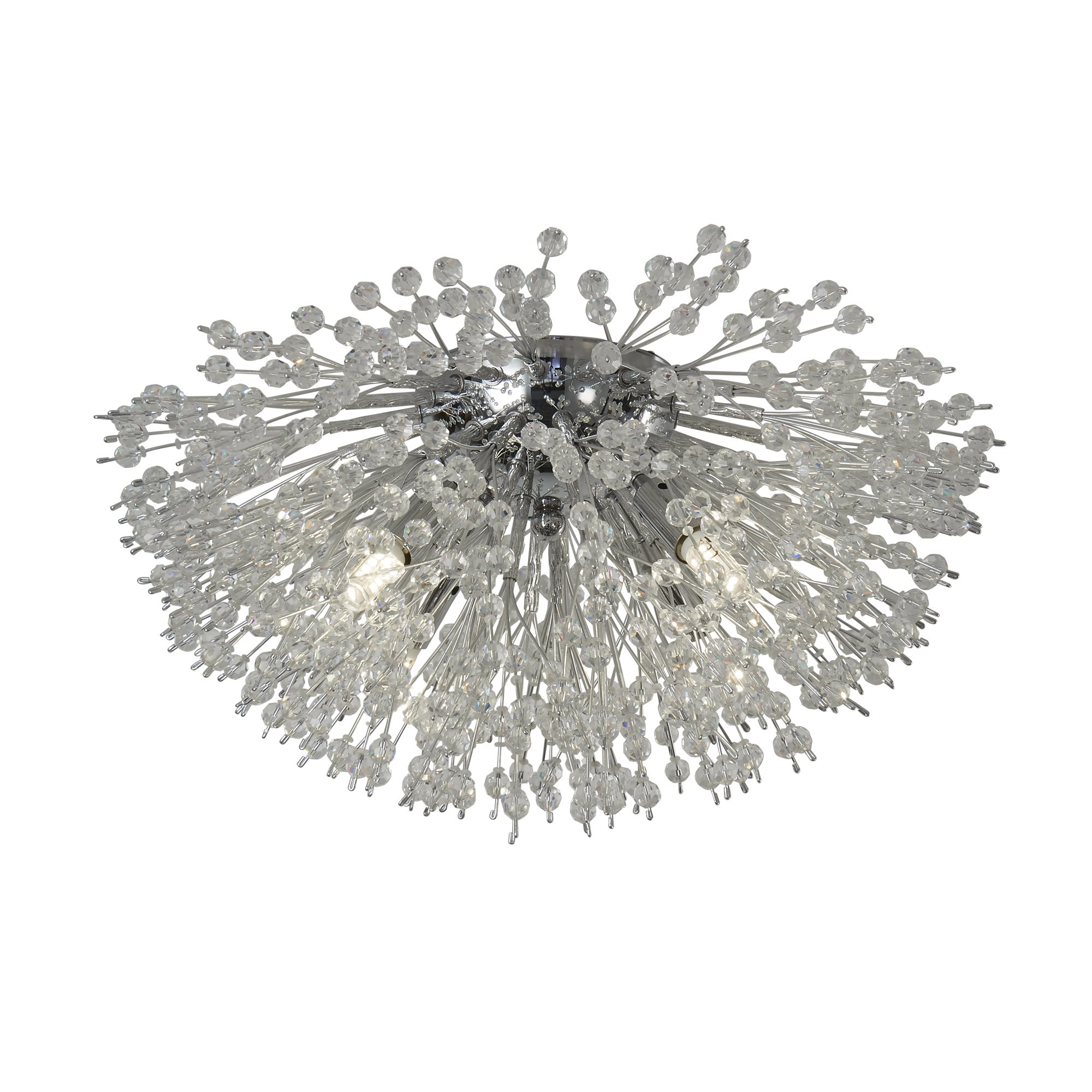Searchlight Sunburst - plafonnier - cm - chrome et transparent