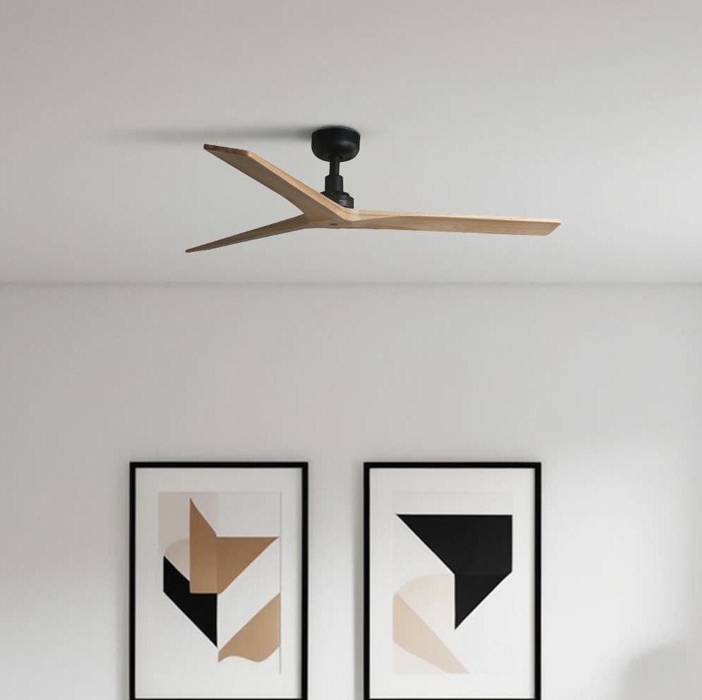 Faro Klim M - ventilateur de plafond - Ø 125 cm - noir mat et pin