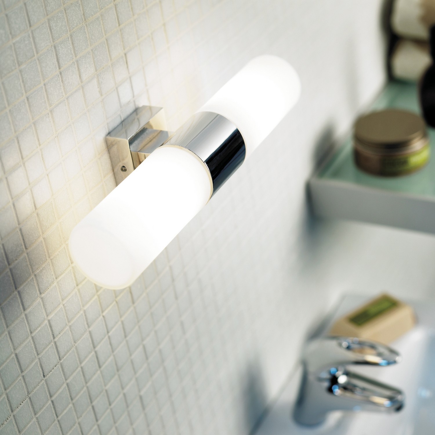 Nordlux Tangens - applique murale - cm - IP44 - chrome et blanc opale