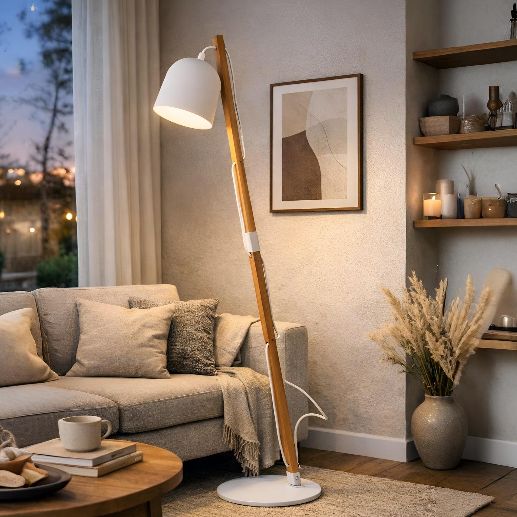 MODÈLE D’EXPOSITION - Nova Luce Mutanti - lampadaire - - blanc et marron