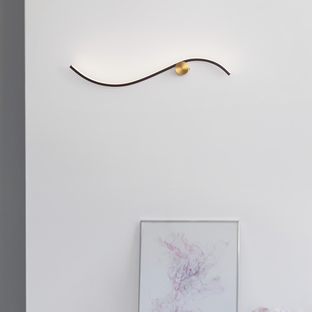 Nova Luce Kima - applique murale - x 6 cm - 14W LED inclus - or et noir sablé