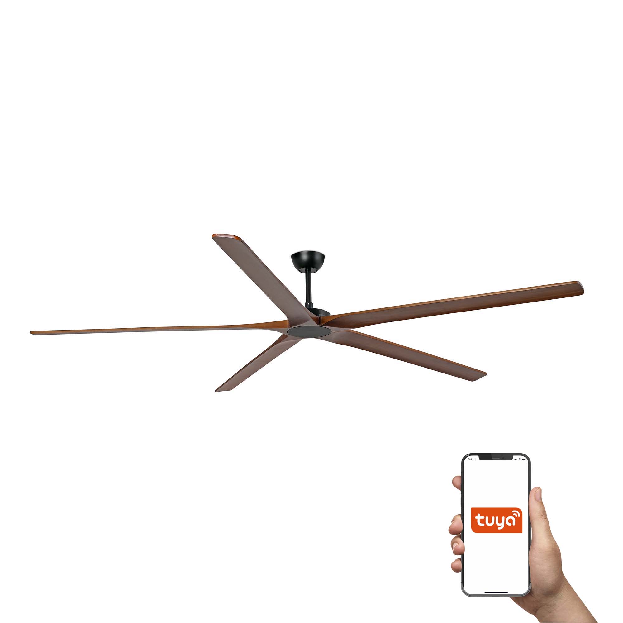 Faro Bigwood L SMART - ventilateur de plafond - Ø - noir mat et noyer foncé