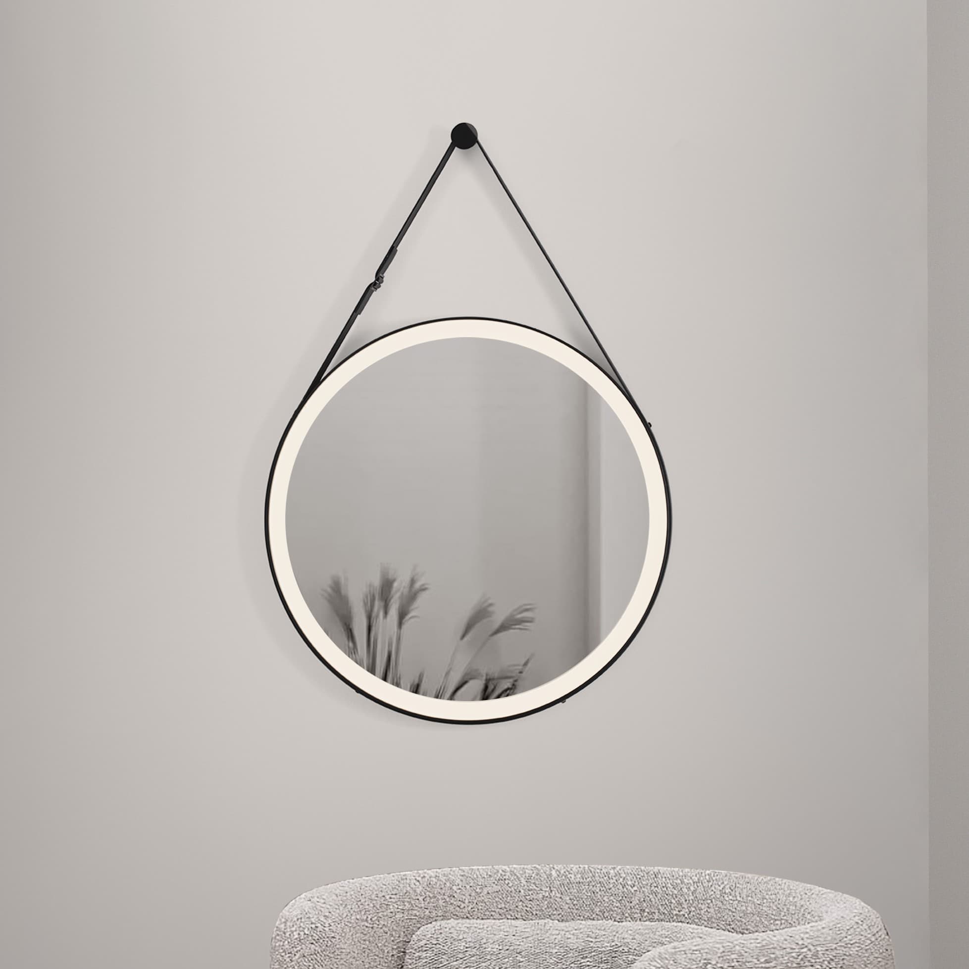 Nova Luce Rems - miroir avec éclairage - Ø x 4 cm - 29W LED inclus - IP44 - noir sablé