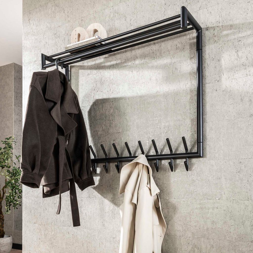 Vico Tubo - porte-manteau avec étagère murale - x - gris foncé mat