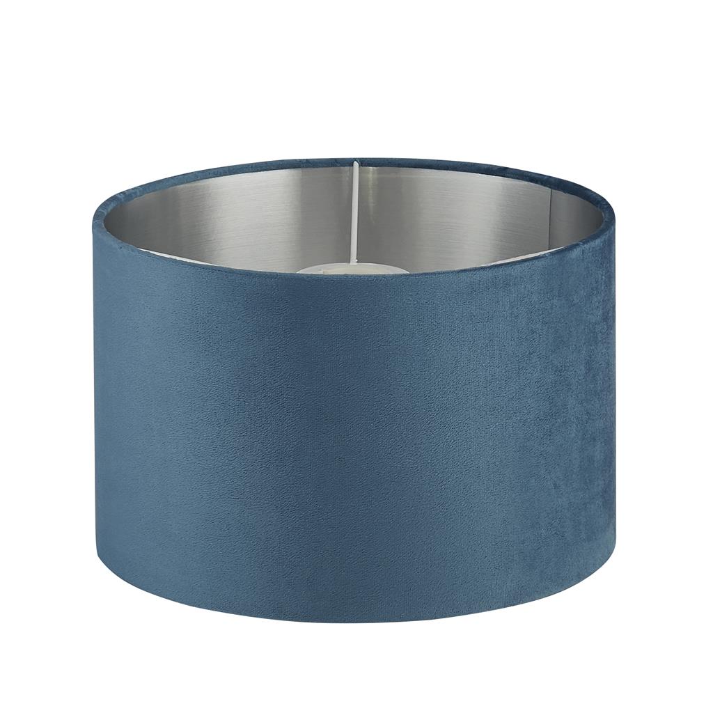 Searchlight Velvet Drum - abat-jour - Ø cm - bleu-vert et argenté
