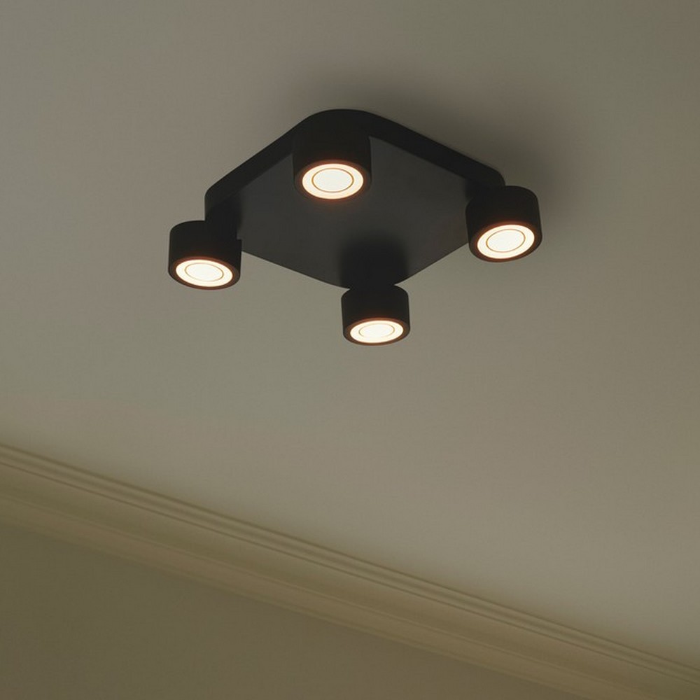 Nordlux Clyde 4-Spot - plafonnier - x 7,5 cm - 3 niveaux de gradation - W LED inclus - noir