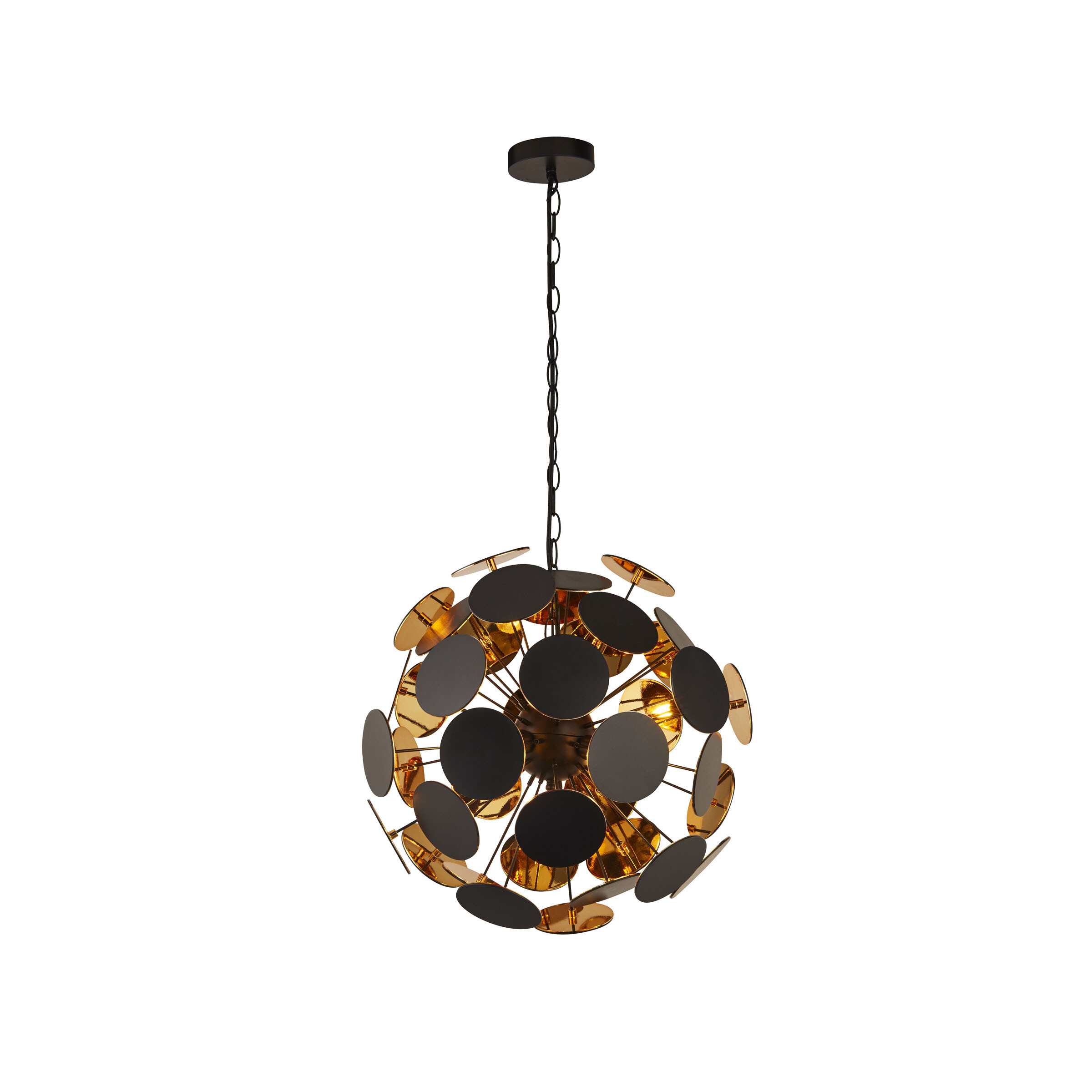 Searchlight Discus - lampe suspendue - Ø cm - noir et or