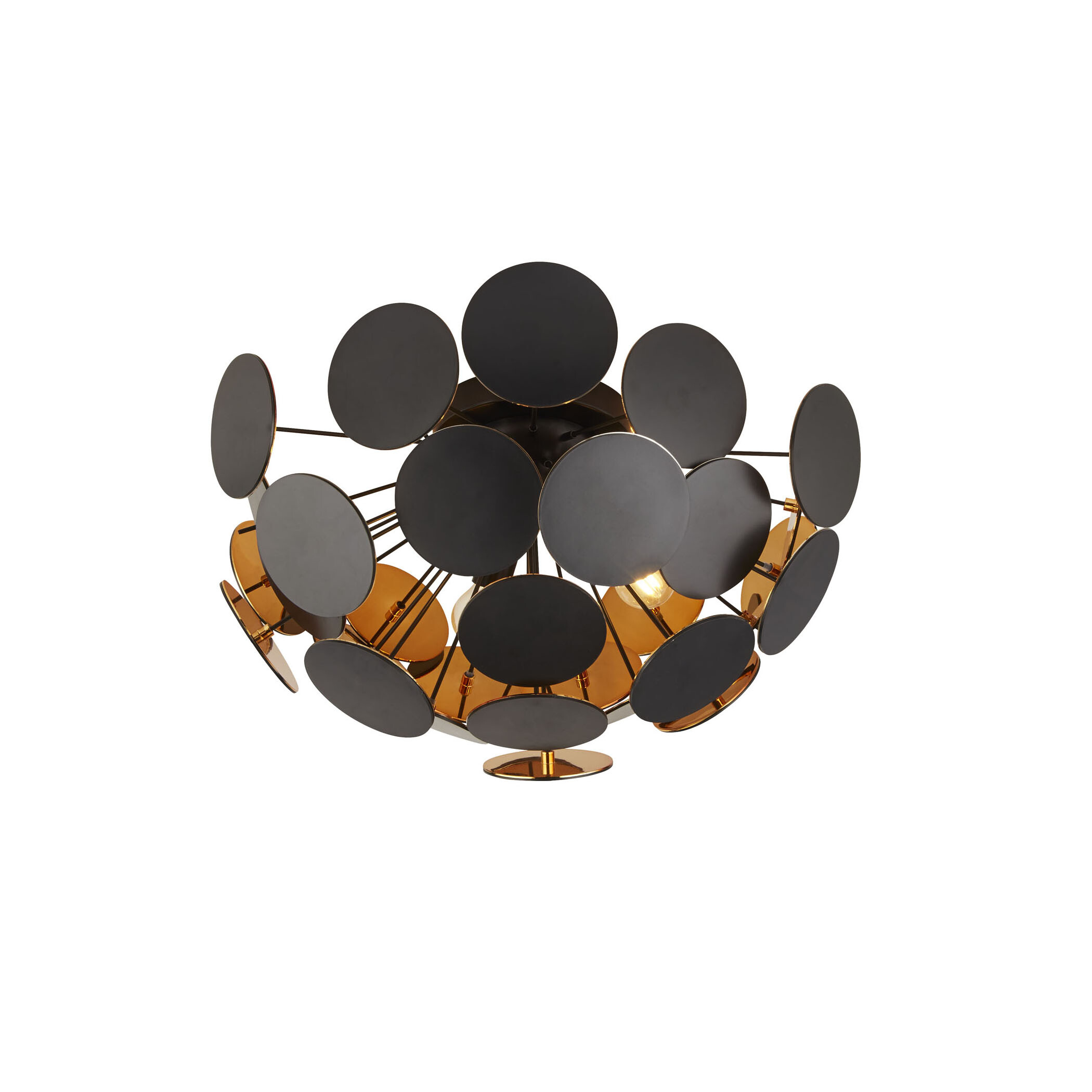 Searchlight Discus - plafonnier - Ø cm - noir et or