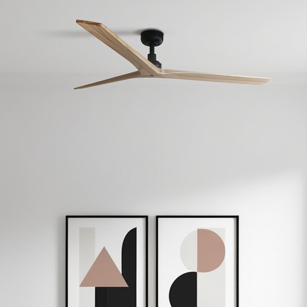 Faro Klim L - ventilateur de plafond - Ø - noir mat et pin