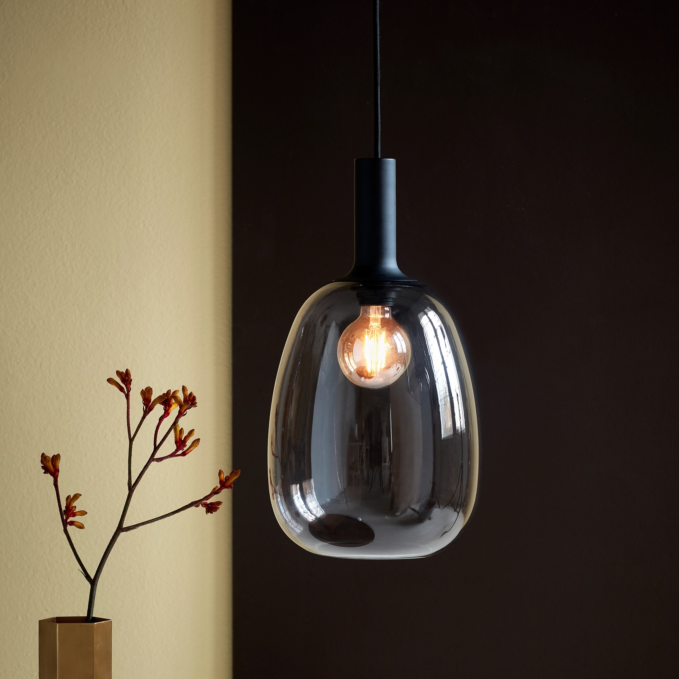 Nordlux Alton - lampe suspendue - Ø cm - noir et verre fumé