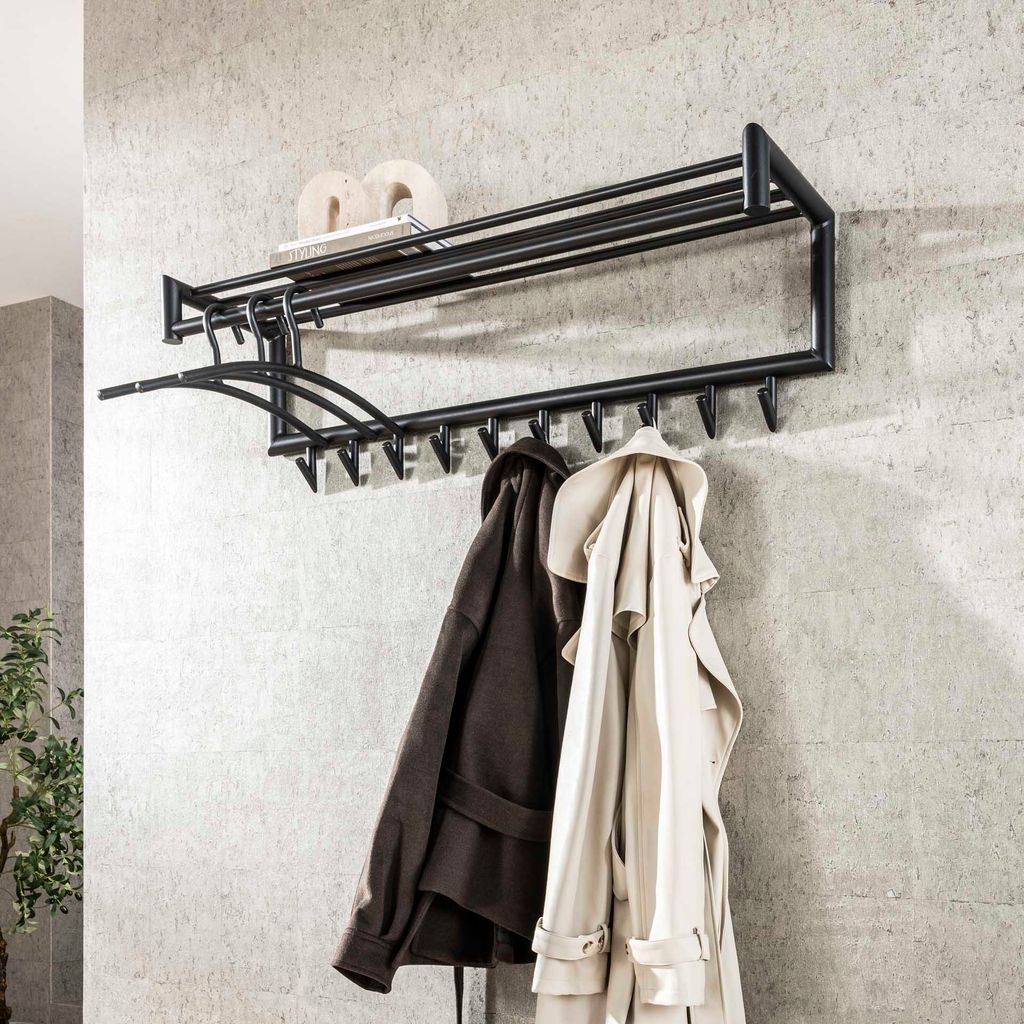 Vico Tubo - porte-manteau avec étagère murale - x - gris foncé mat