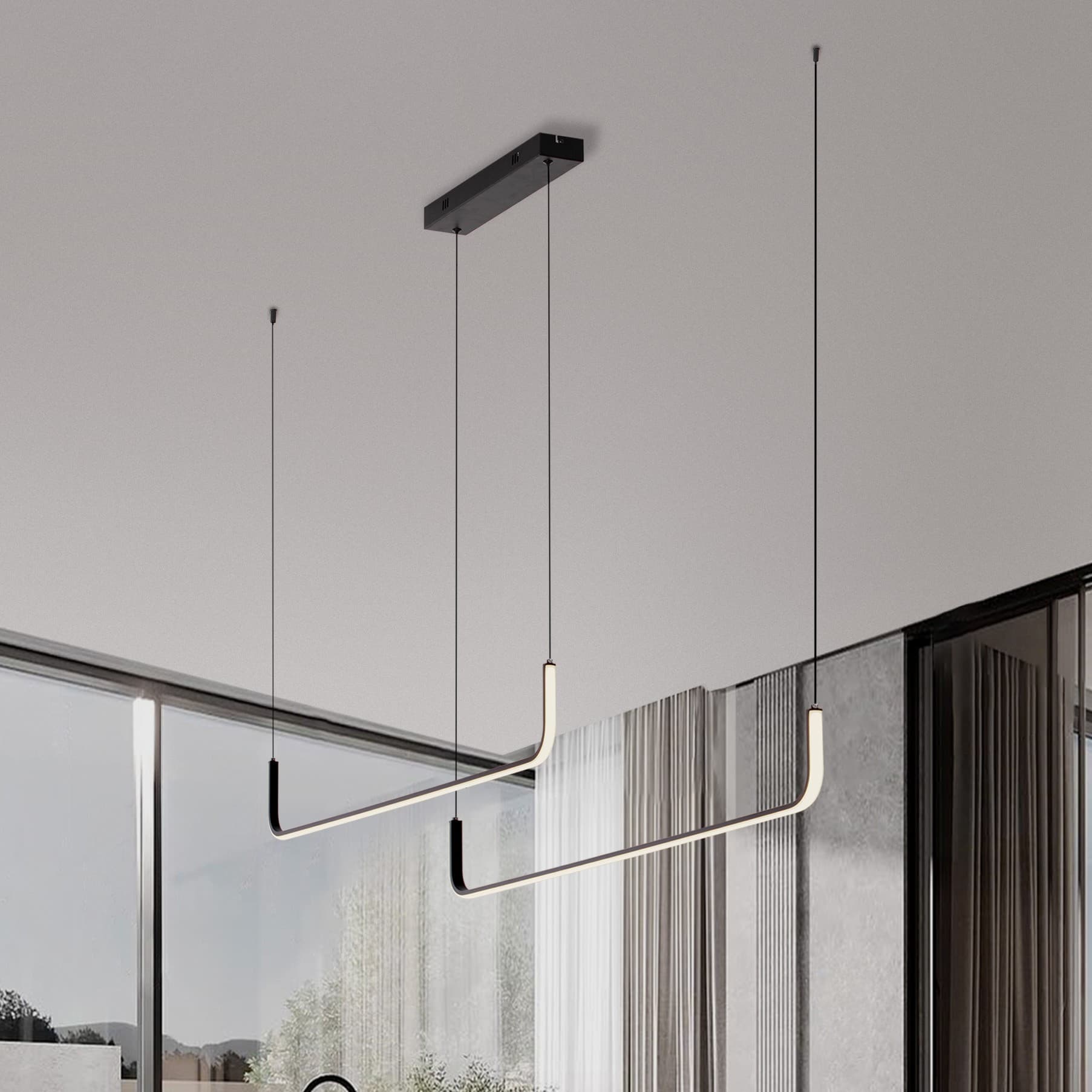 Nova Luce Strita - lampe suspendue - x 7 cm - 42W dimmable LED inclus - noir sablé