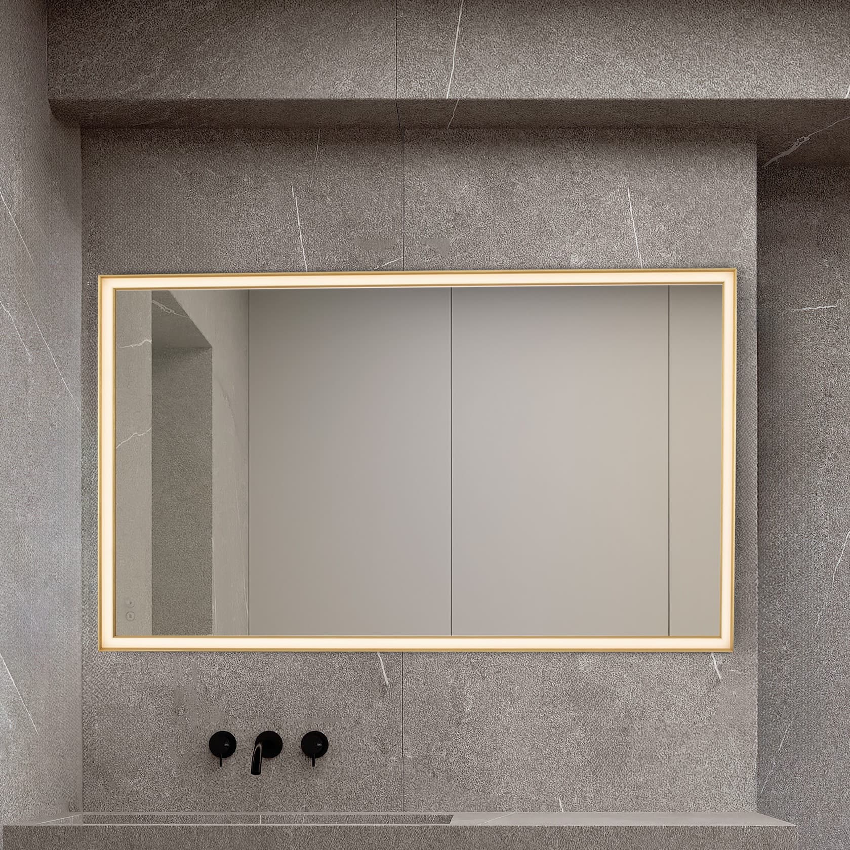 Nova Luce Ambor - miroir avec éclairage - x 5,5 cm - 49W LED inclus - IP44 - Or anodisé