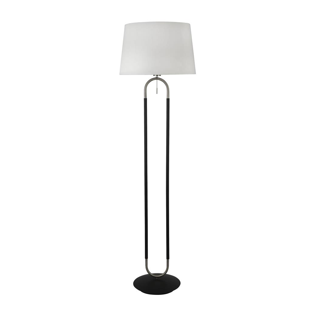 Searchlight Jazz - lampadaire - Ø cm - noir mat, blanc et argent satiné