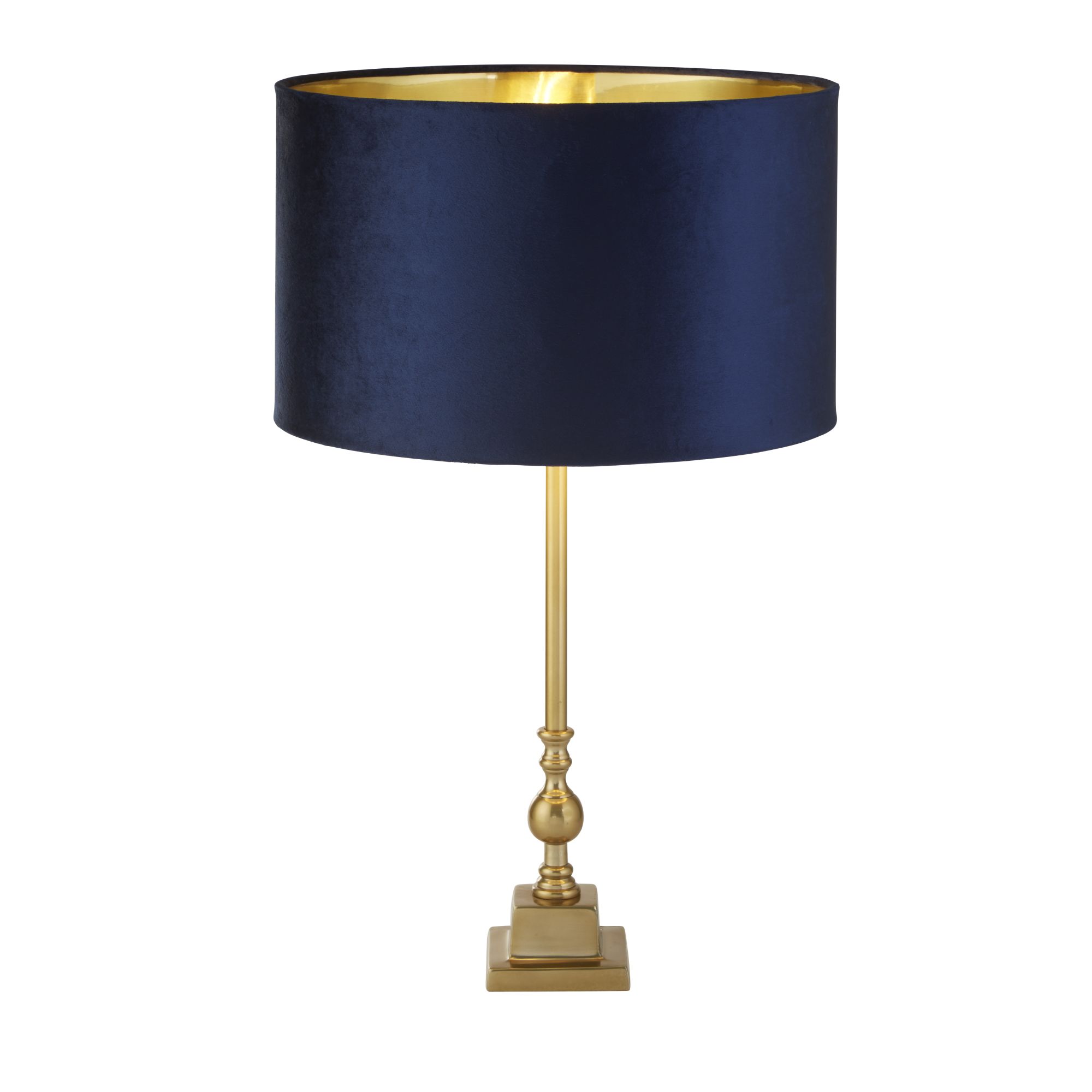 Searchlight Whitby - lampe à poser - Ø cm - laiton antique, or et bleu marine