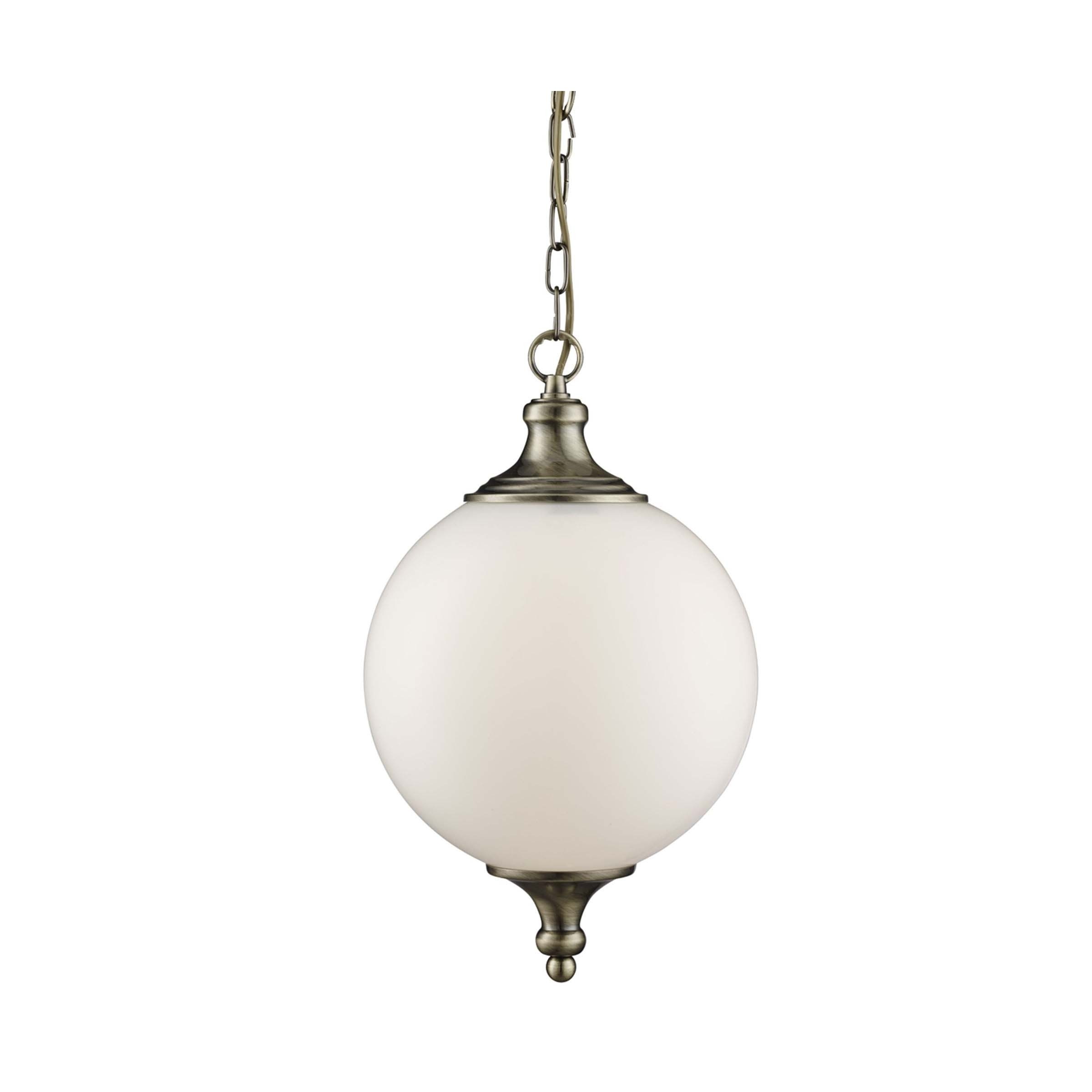 Searchlight Avalon - lampe suspendue - Ø cm - blanc opale et laiton antique