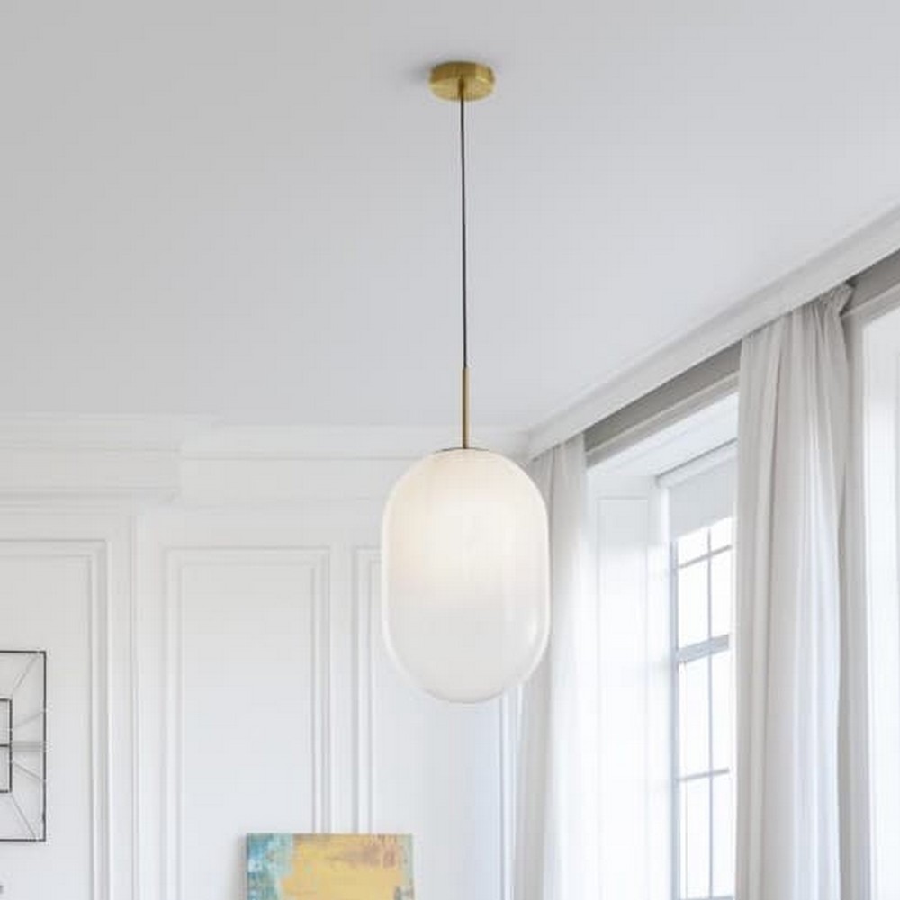 Nova Luce Chrysi - lampe suspendue - Ø cm - laiton doré et blanc