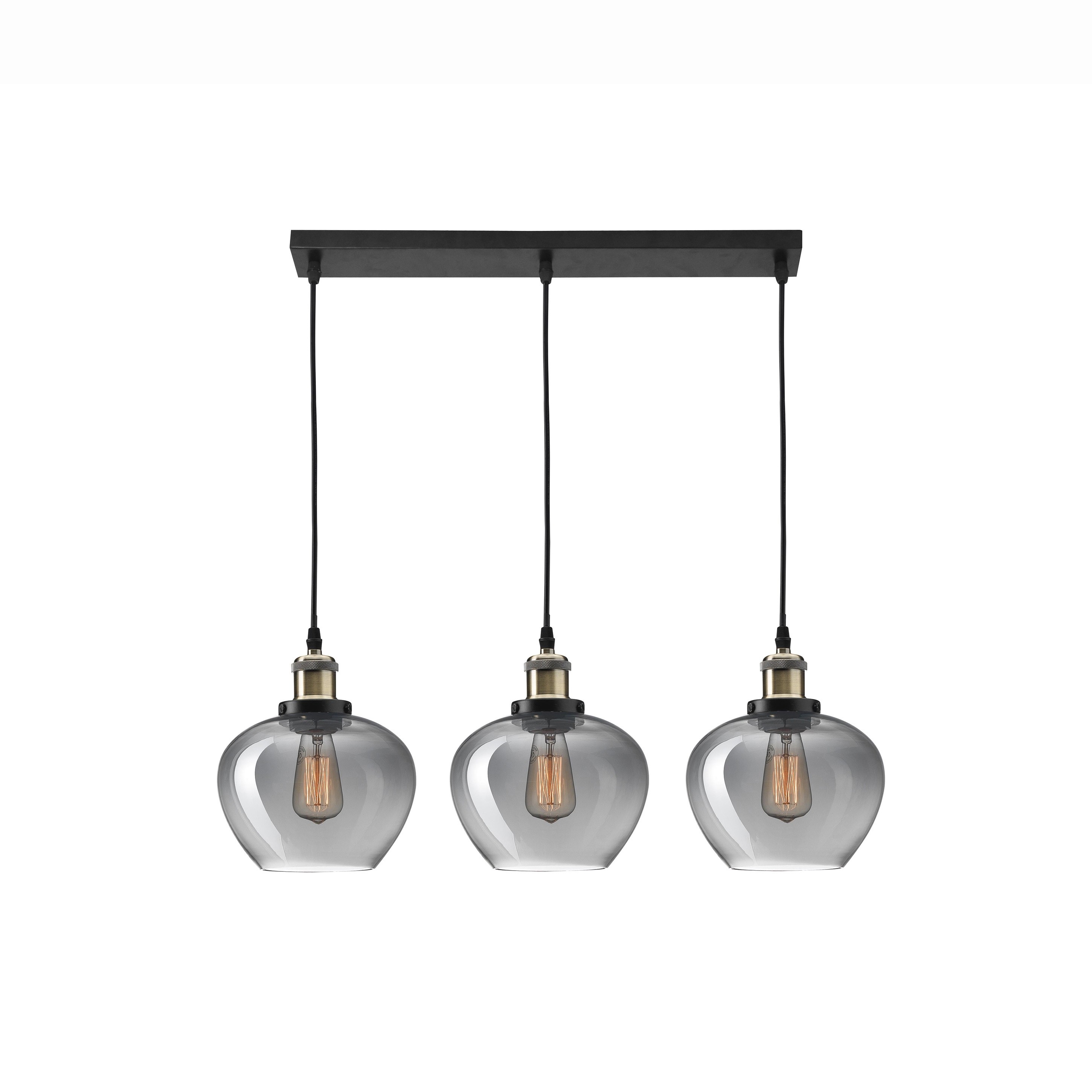 Nova Luce Cedro - lampe suspendue 3L - cm - verre fumé