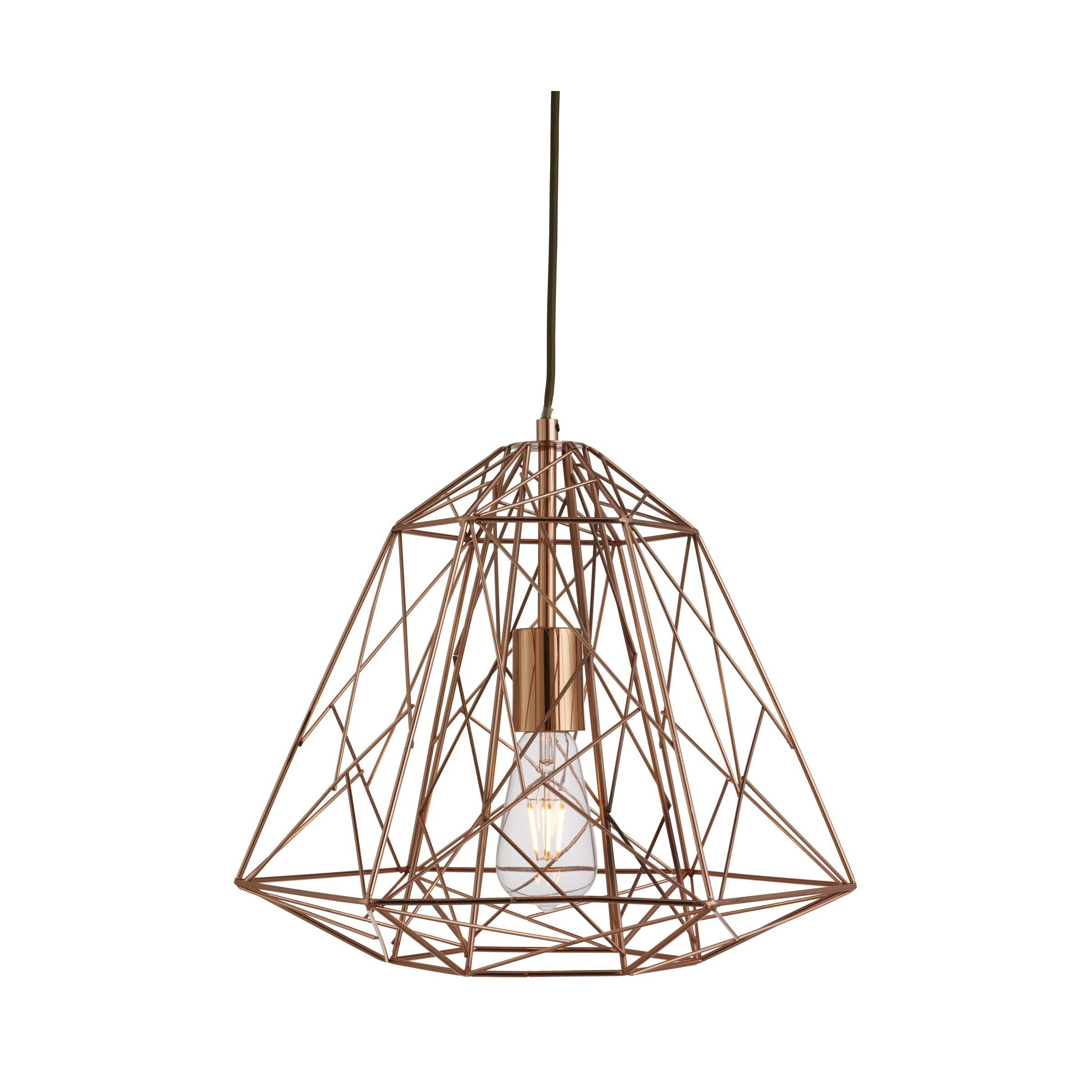 Searchlight Geometric Cage - lampe suspendue - Ø cm - cuivre brillant
