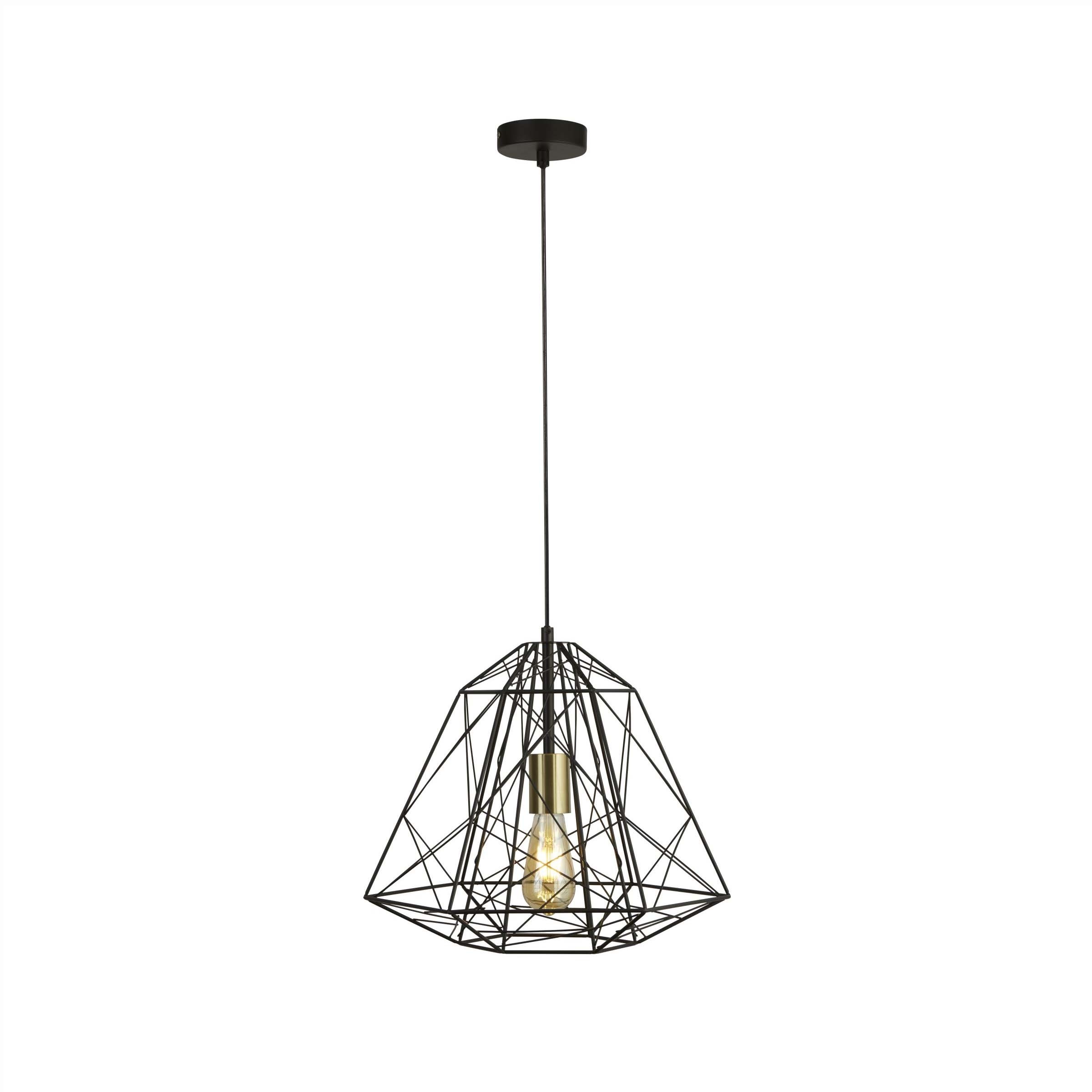 Searchlight Geometric Cage - lampe suspendue - Ø cm - noir