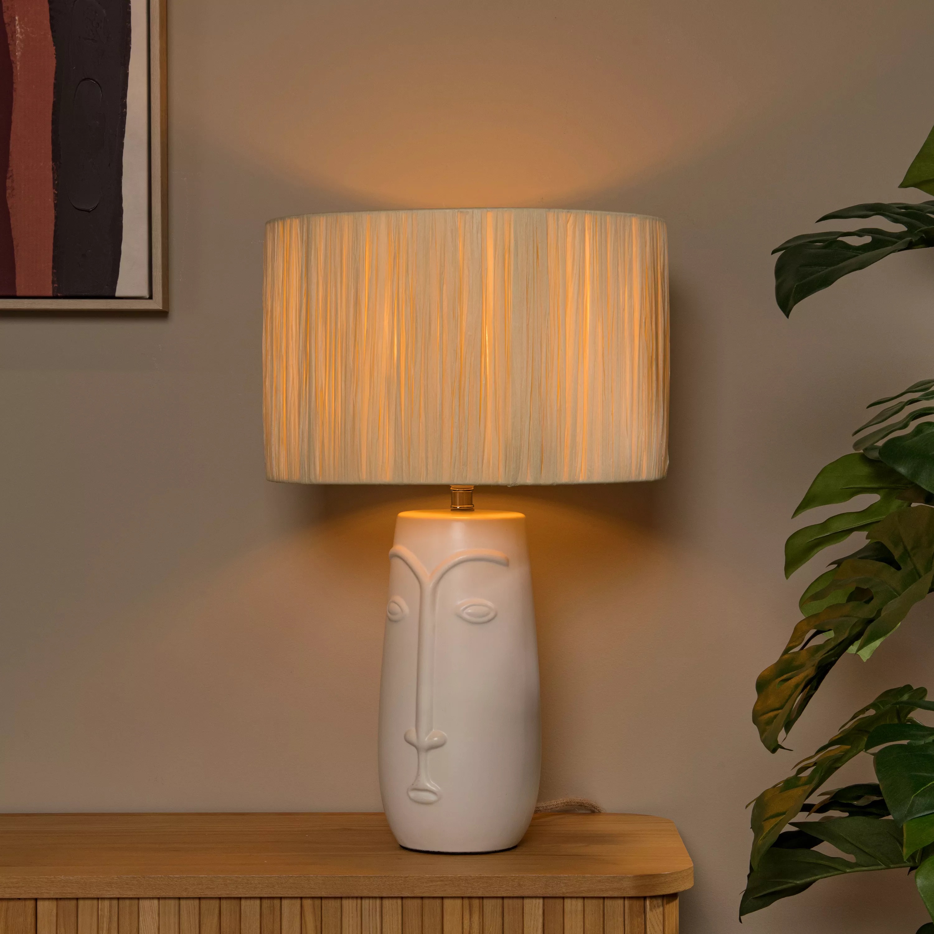 Lucide Viso - lampe à poser - Ø cm - beige et blanc