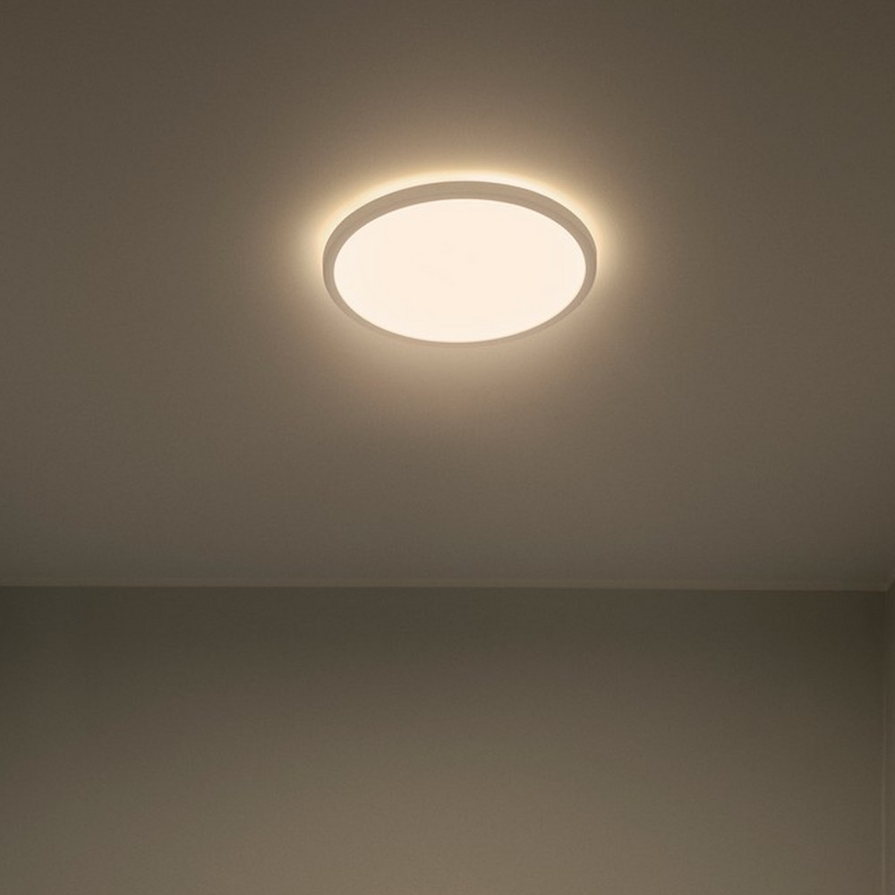 Nordlux Oja - plafonnier - Ø 29,4 x 2,3 cm - 3 niveaux de gradation (2700K) - 18W LED inclus - blanc