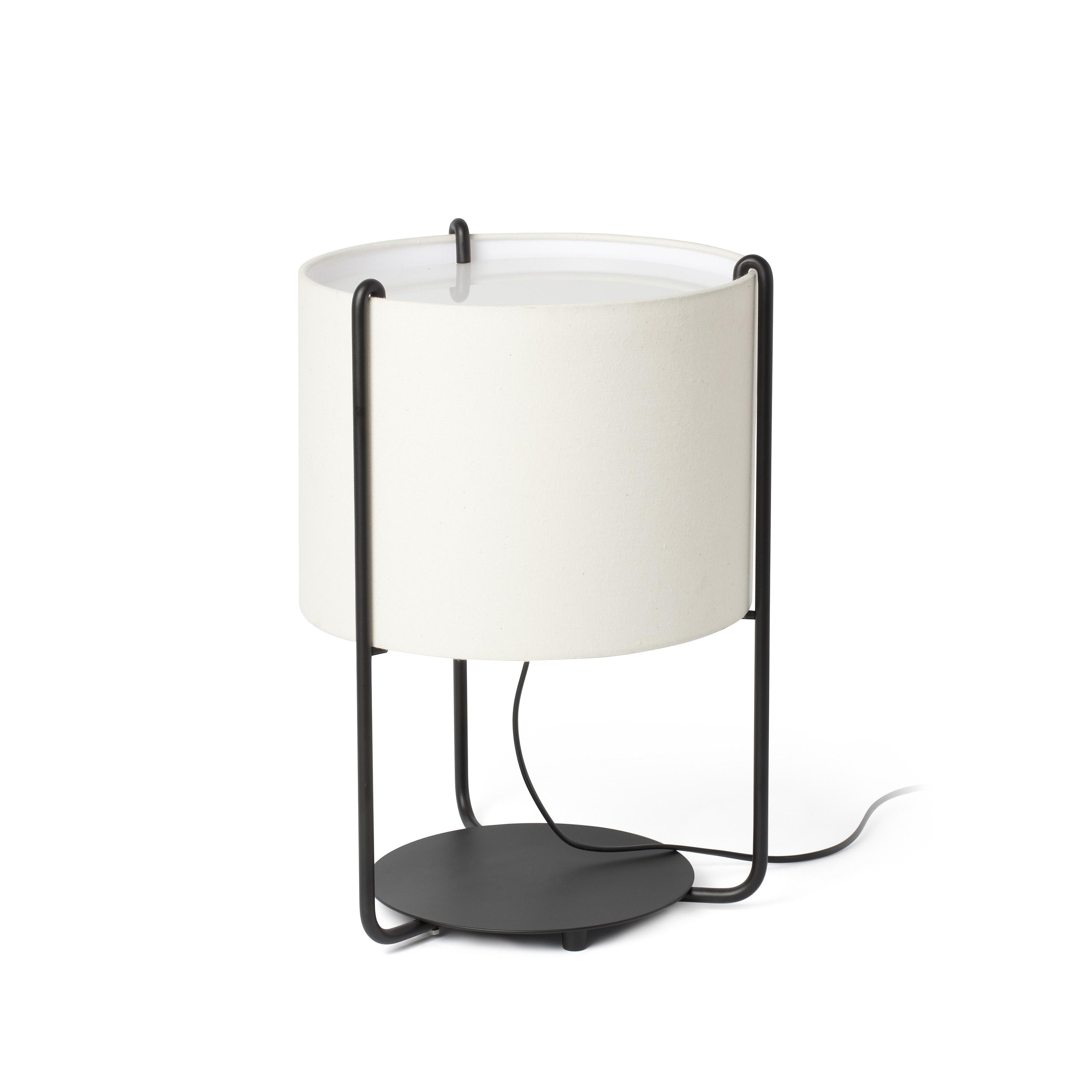 Faro Drum - lampe à poser - Ø cm - noir et beige