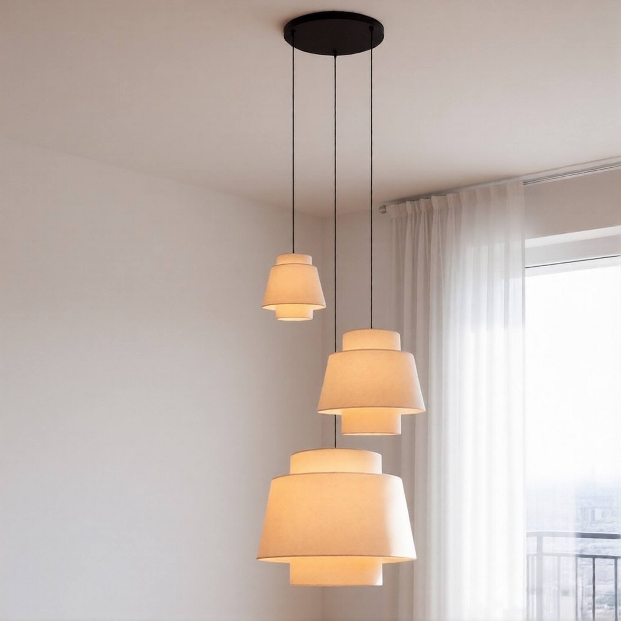 Lucide Tribute 3L - lampe suspendue - Ø cm - beige