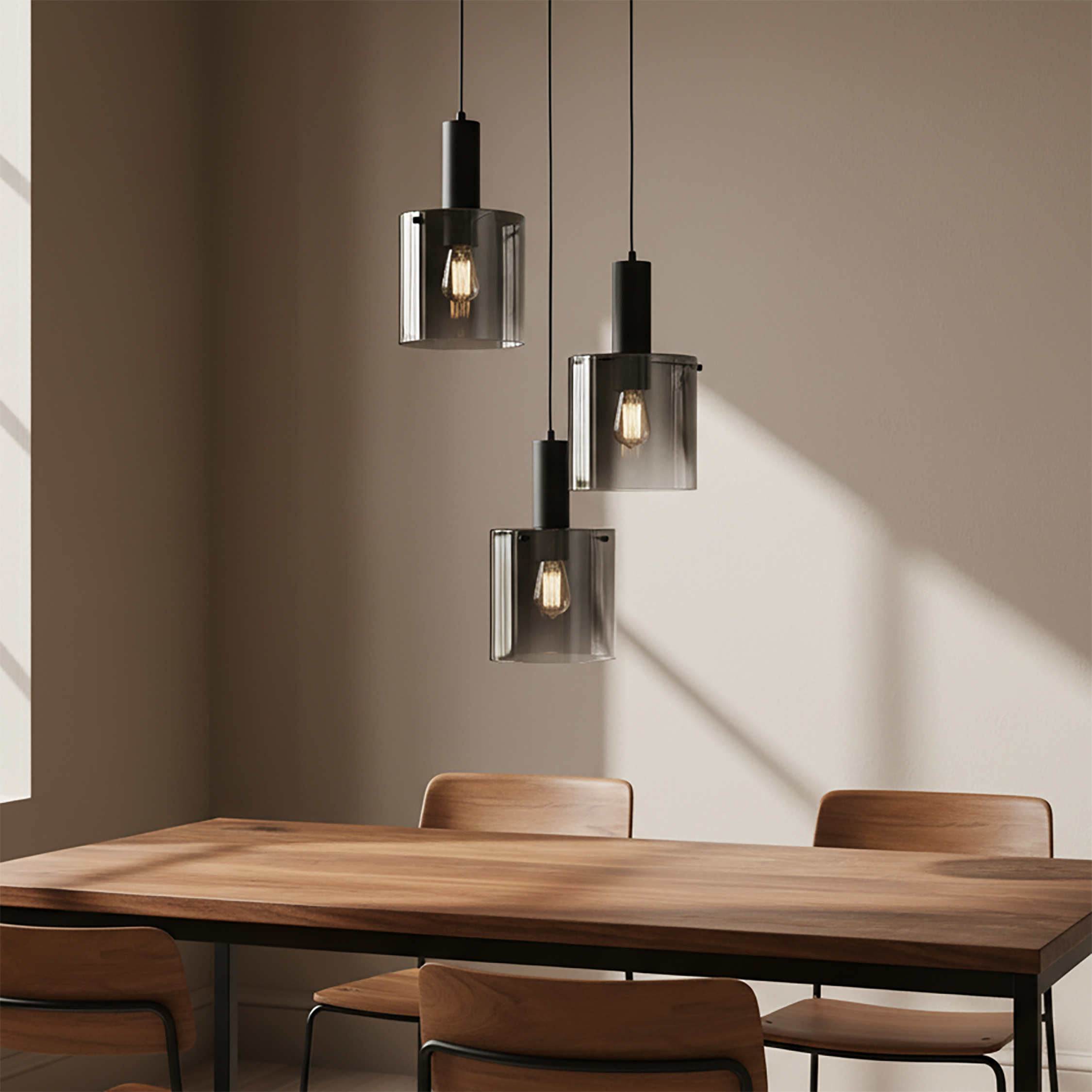 Searchlight Sweden - lampe suspendue - Ø cm - noir mat et verre fumé
