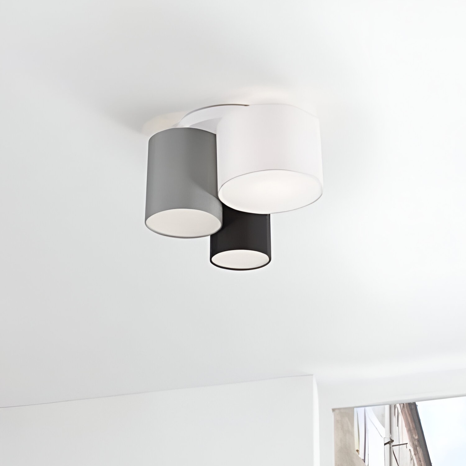 Nova Luce - Bryson - plafonnier - Ø cm - noir, blanc et gris