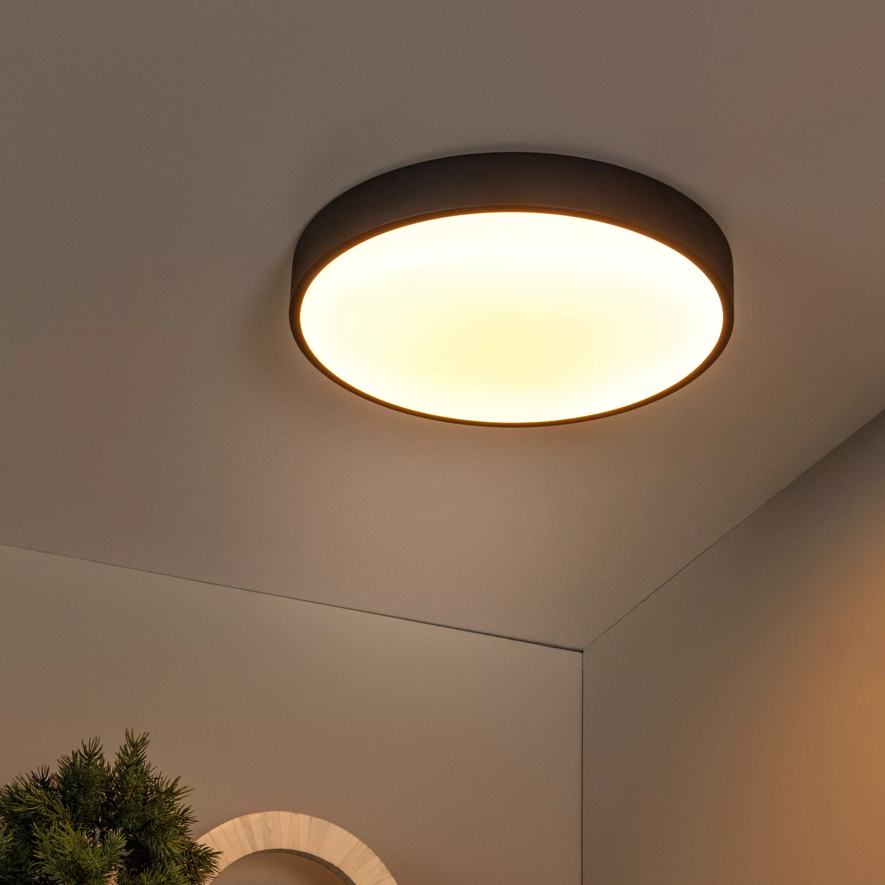 Lucide Unar - plafonnier - Ø 39,50 x 5 cm - 24W LED dimmable inclus - 3 niveaux de dimmer - noir