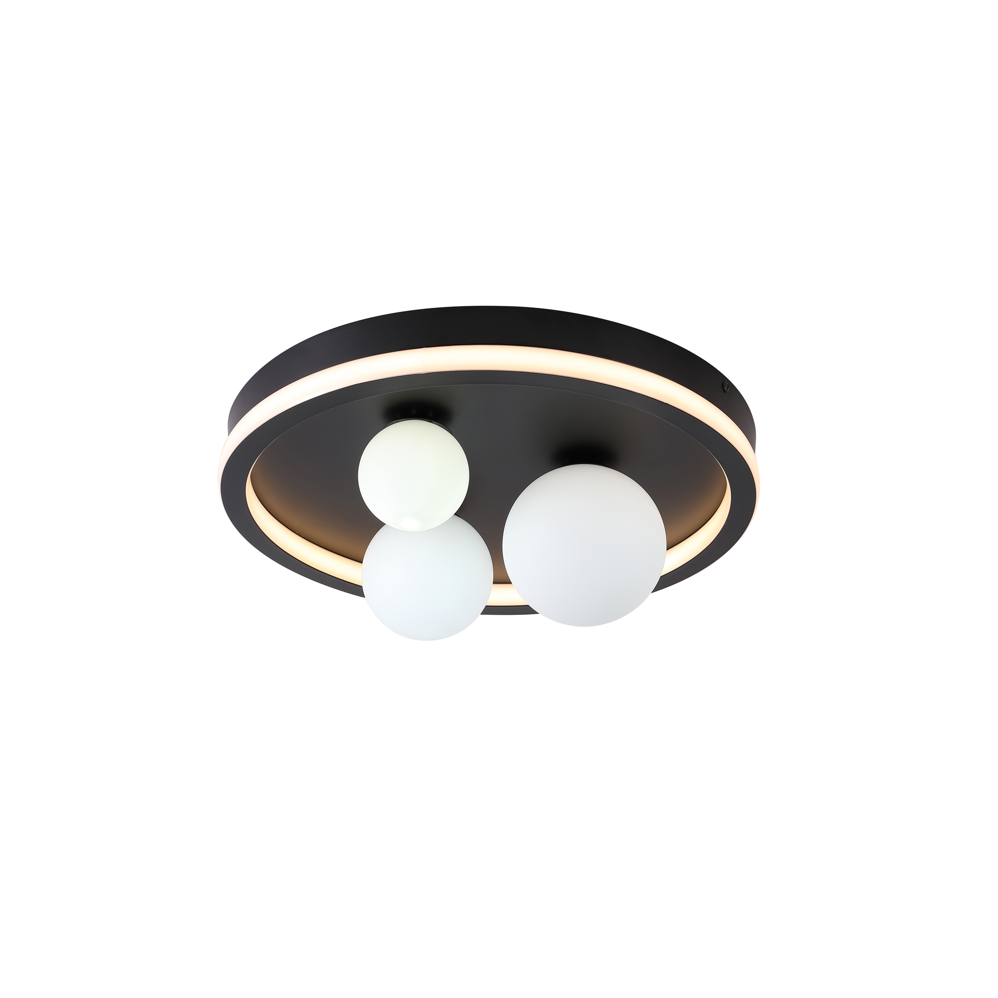 Searchlight Trident - plafonnier - Ø cm - 24W LED inclus - noir et opale