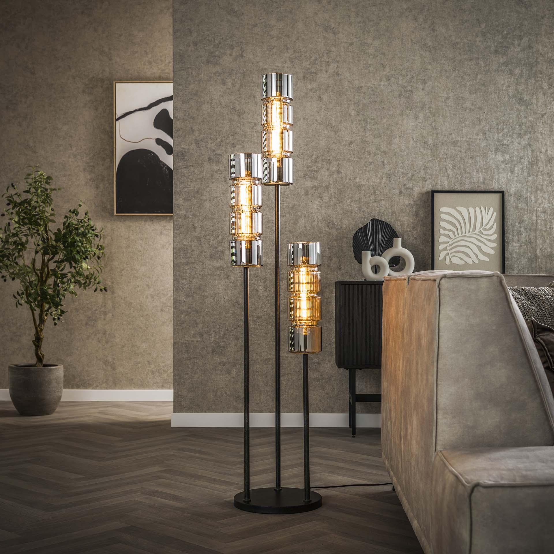 Vico Stepped Cylinder Glass - lampadaire - - noir