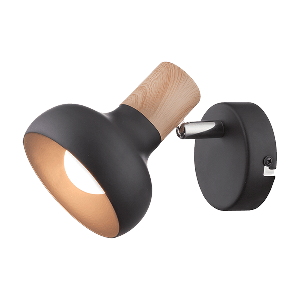 Elmark Addy - spot en saillie - Ø cm - noir et bois